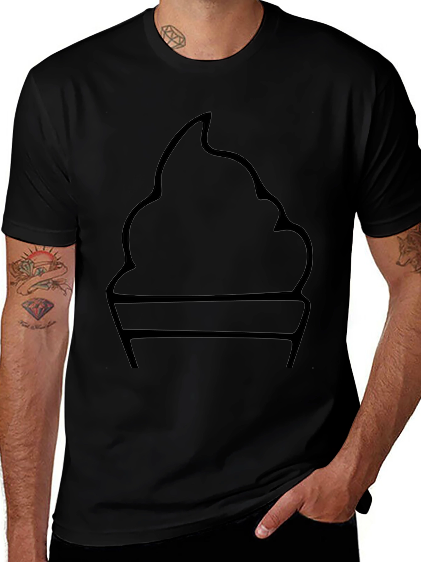 Variant 14 of Minimalist Ice Cream Graphic Tee - Black