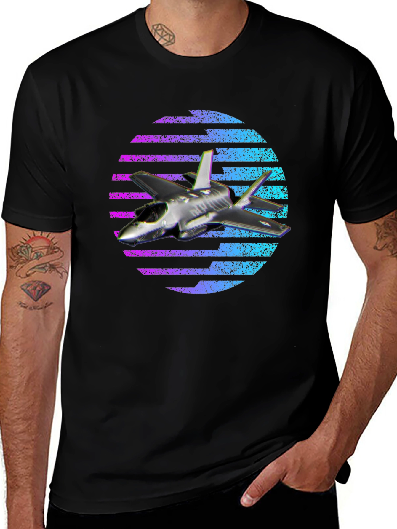 Variant 12 of Jet Fighter T-Shirt - Vaporwave Design