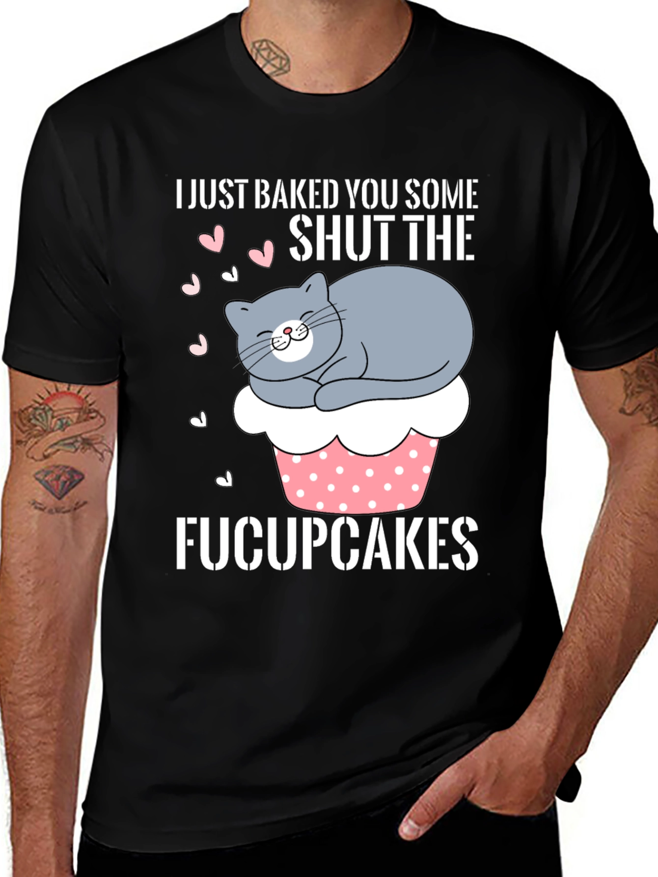 Variant 23 of Funny "Fucupcakes" Cat Graphic T-Shirt