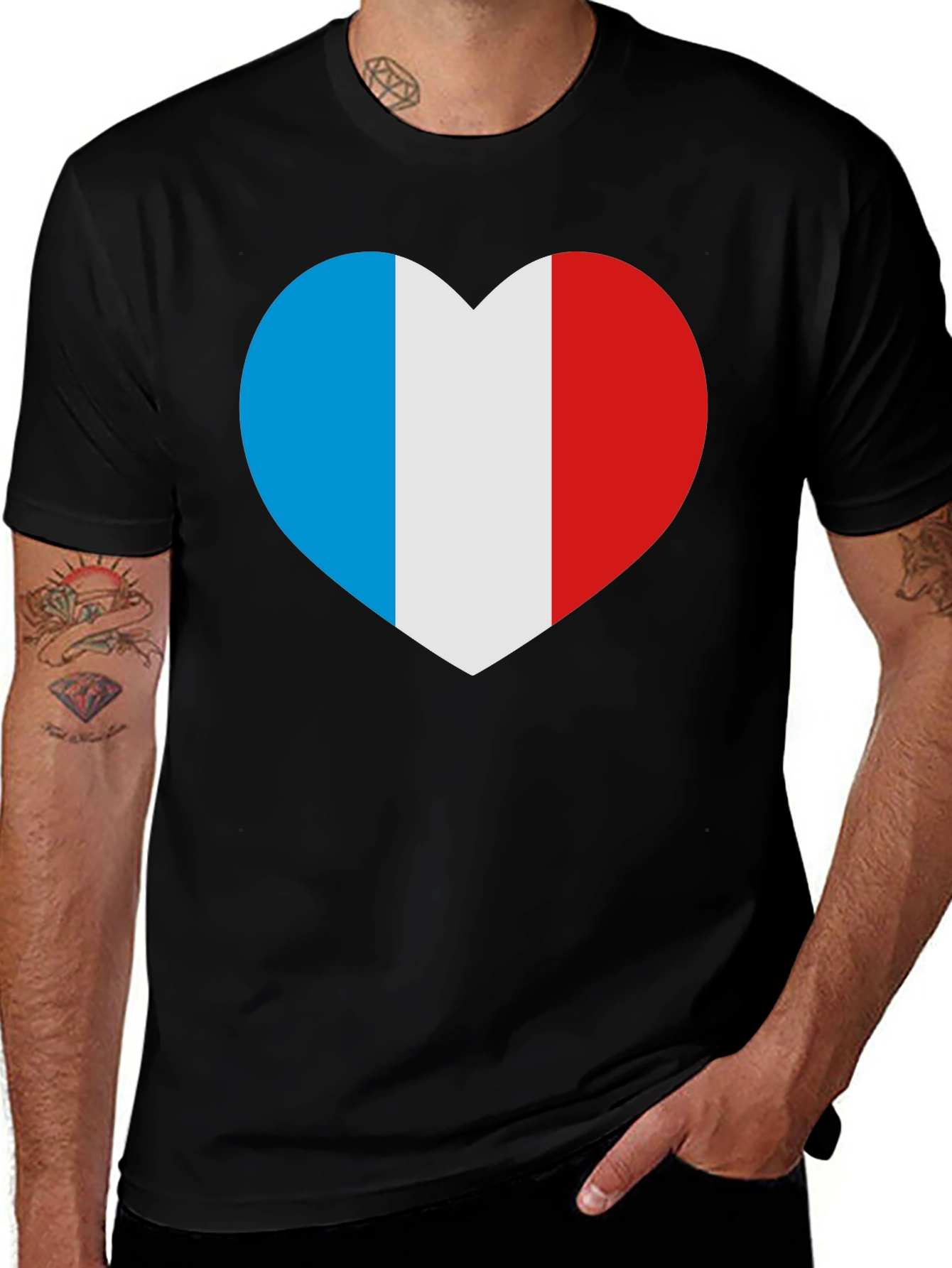 Variant 2 of France Flag Heart T-Shirt