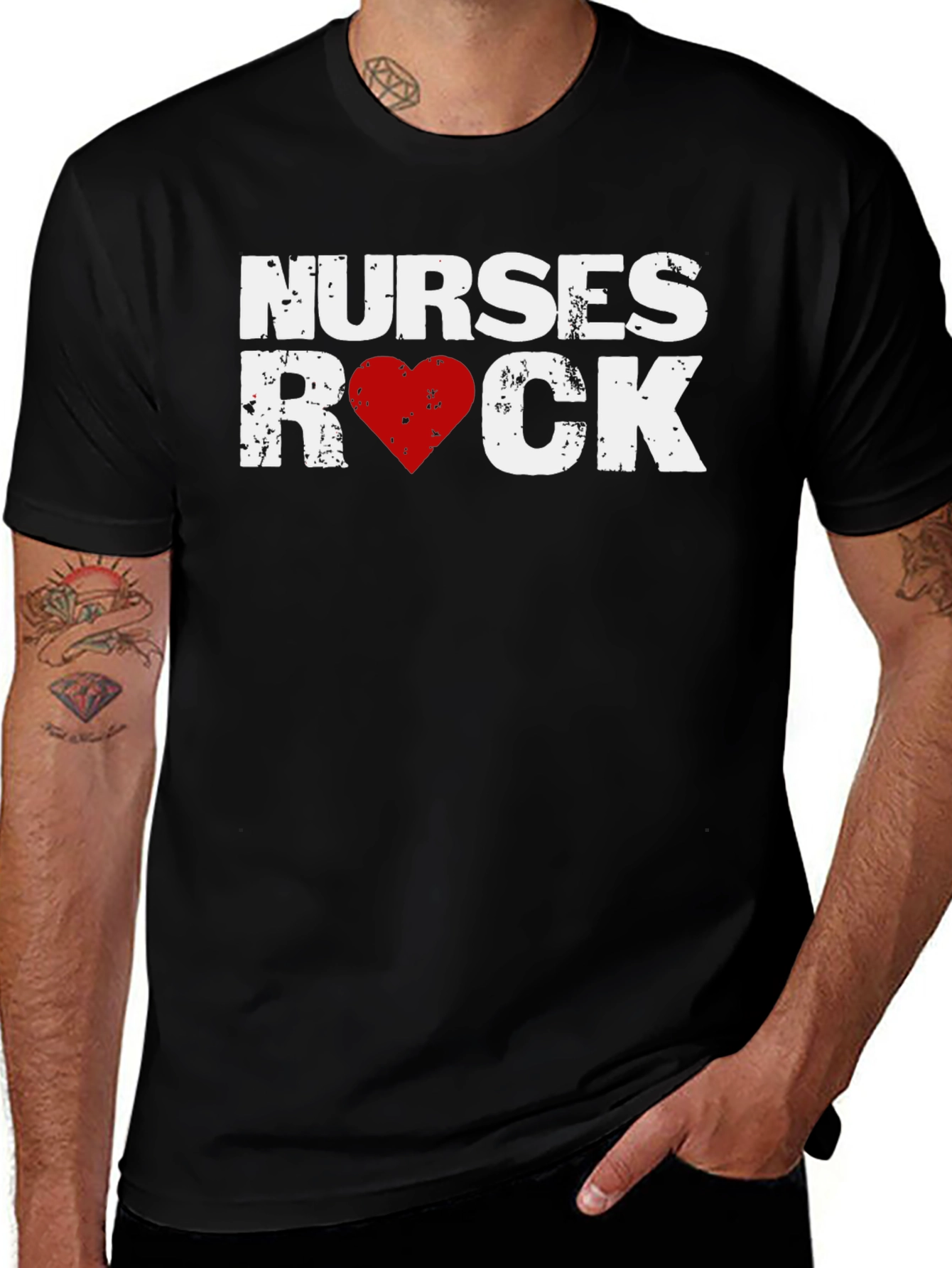 Variant 21 of Nurses Rock T-Shirt - Heart Graphic Tee