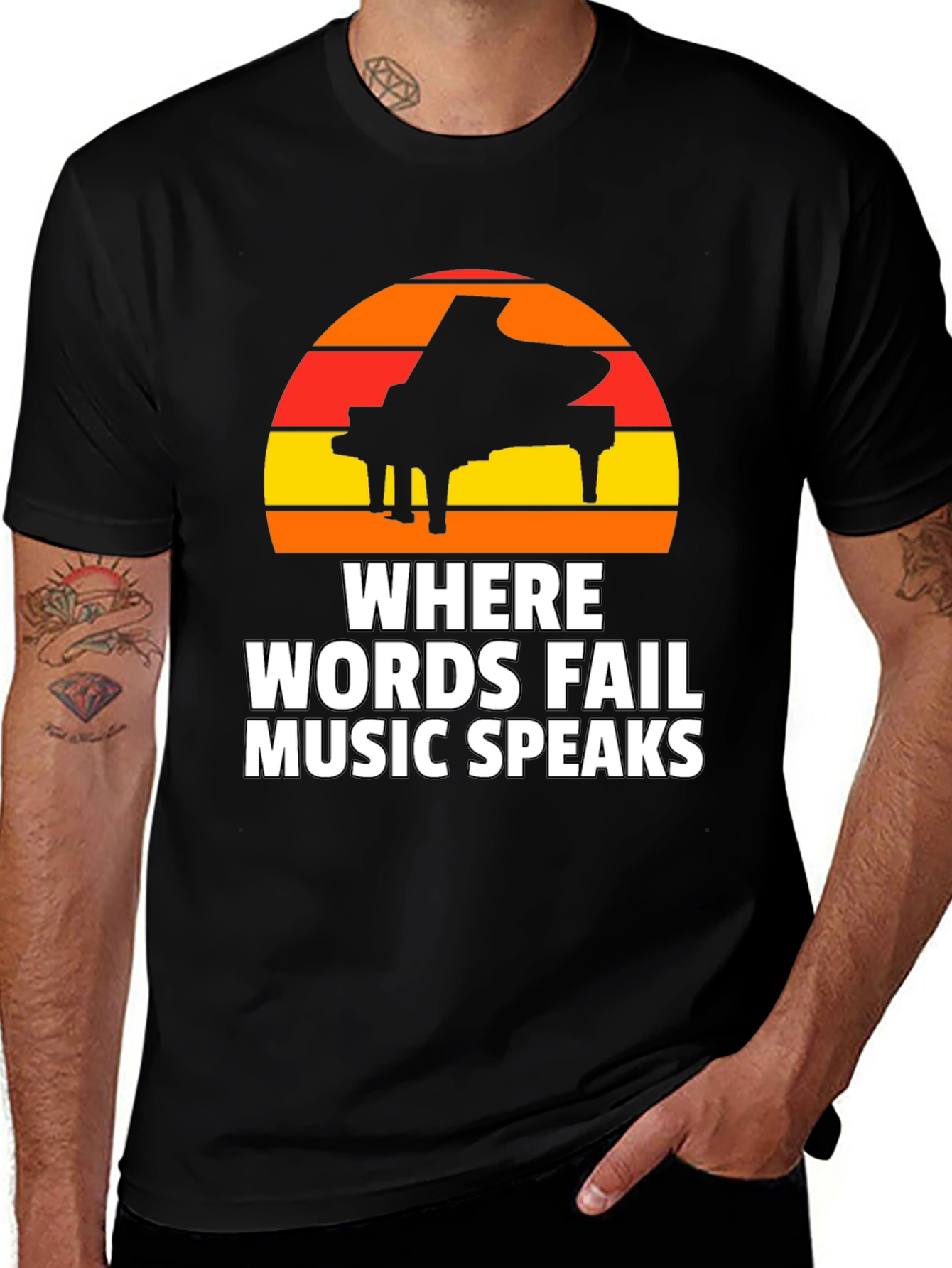 Variant 30 of Music Speaks T-Shirt - Piano Sunset Design