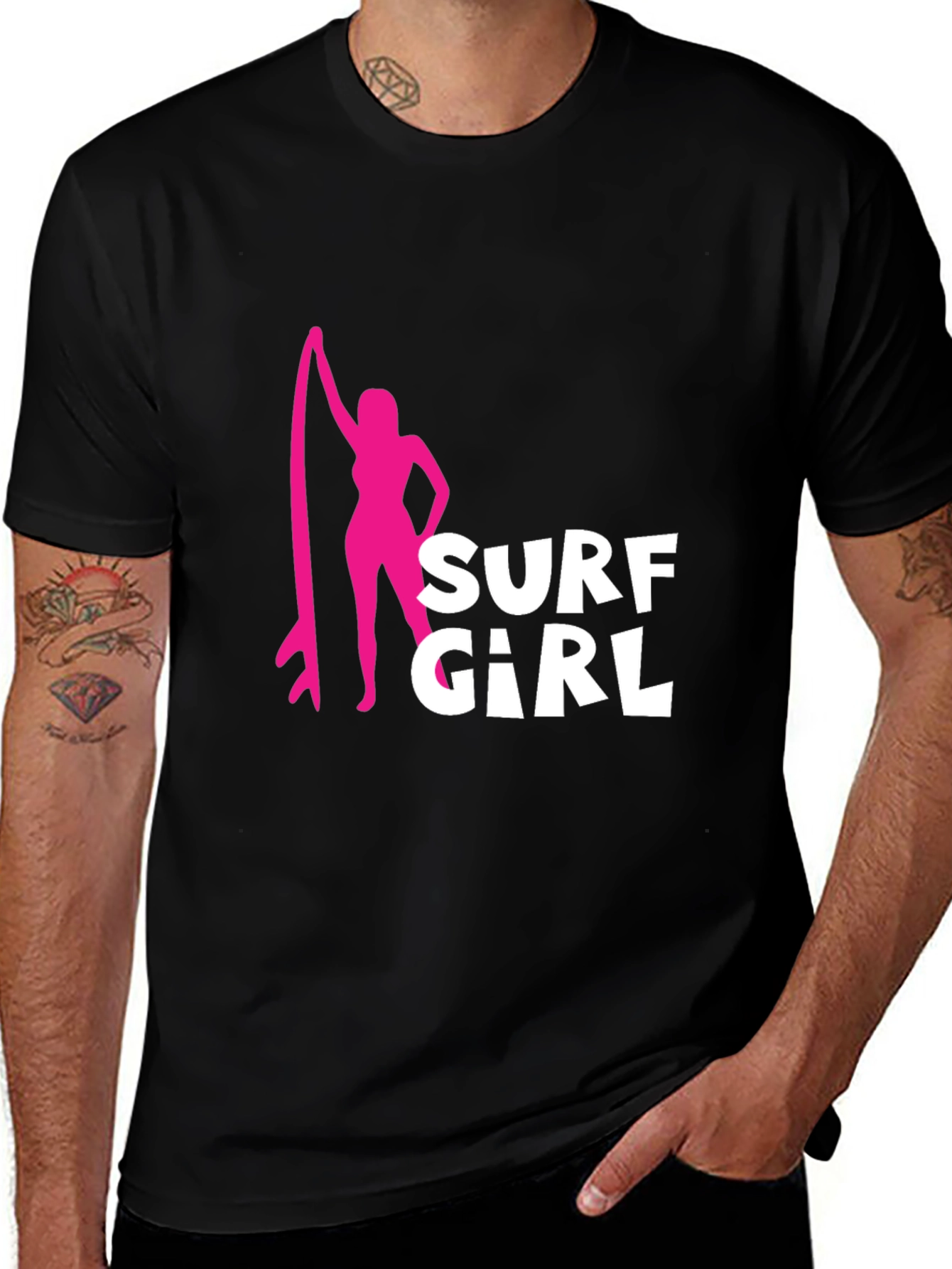 Variant 18 of Surf Girl Graphic Tee - Stylish Black T-Shirt