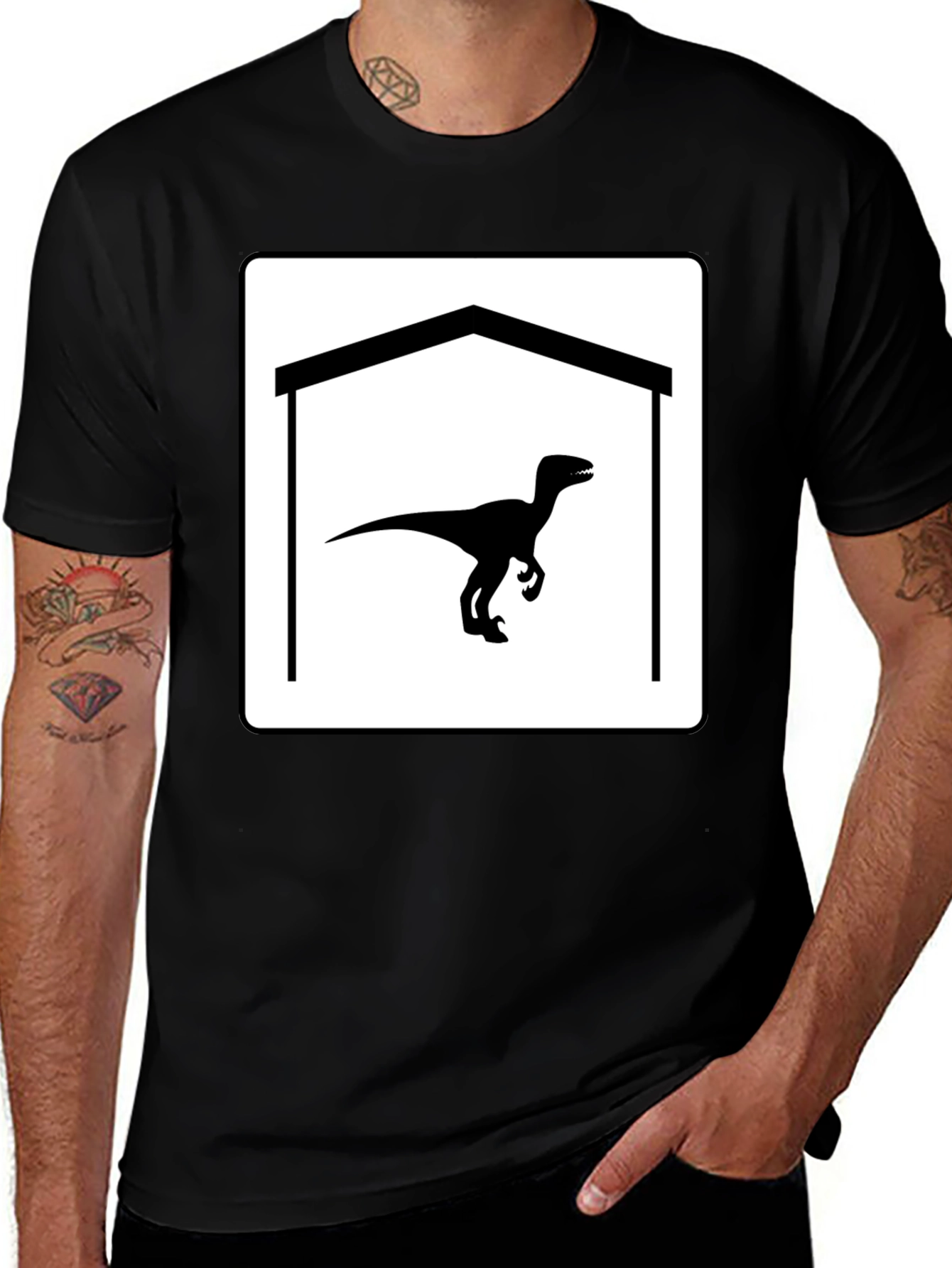 Variant 26 of Raptor Garage T-Shirt - Black Cotton Graphic Tee