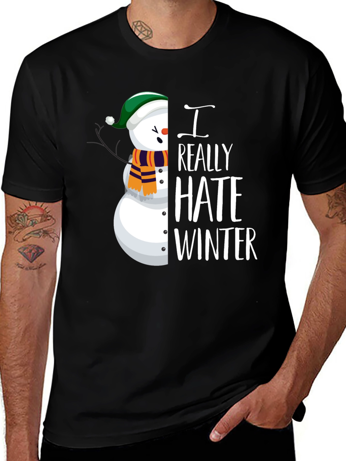 Variant 24 of I Really Hate Winter Snowman Graphic Tee