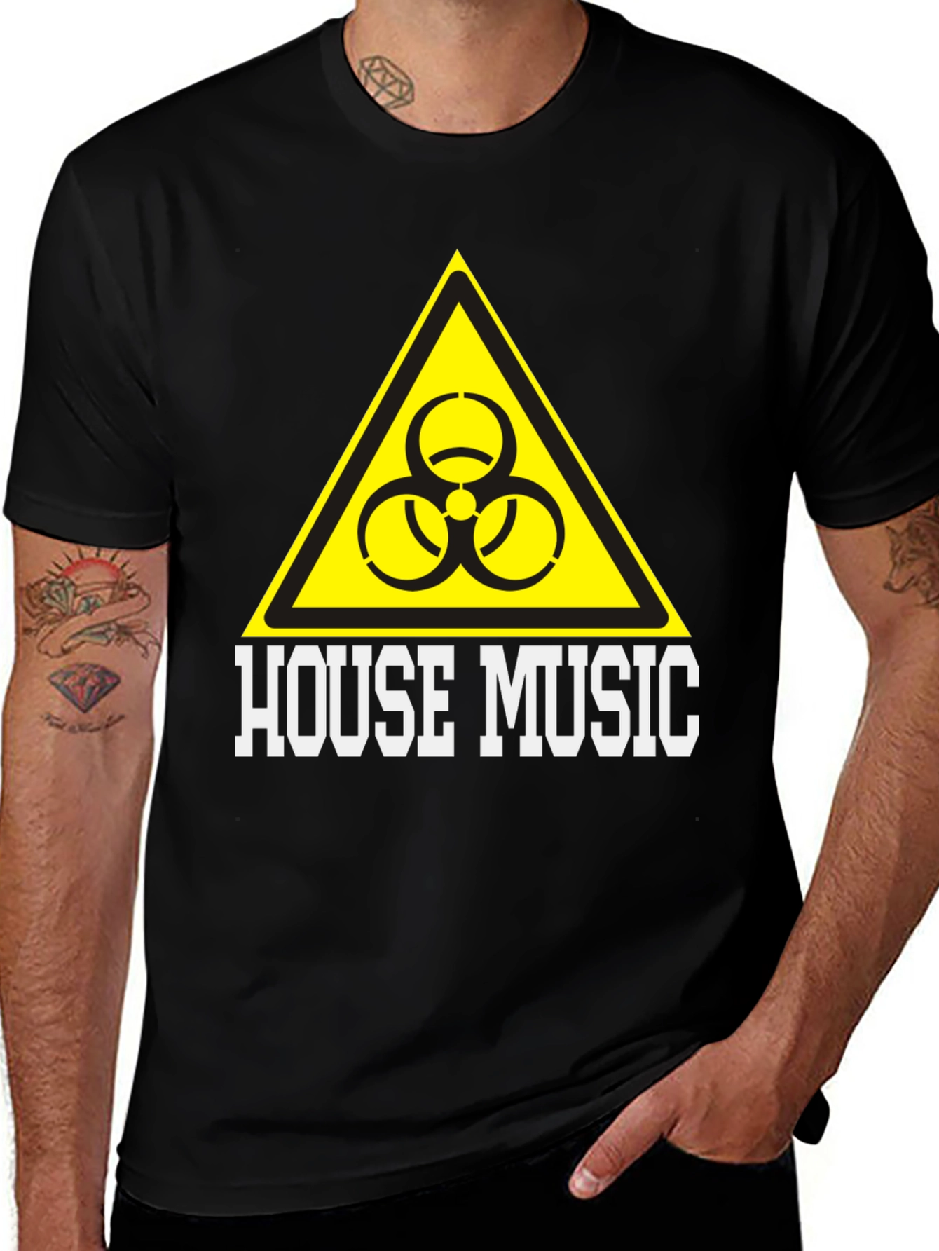 Variant 9 of House Music Biohazard Symbol Graphic T-Shirt