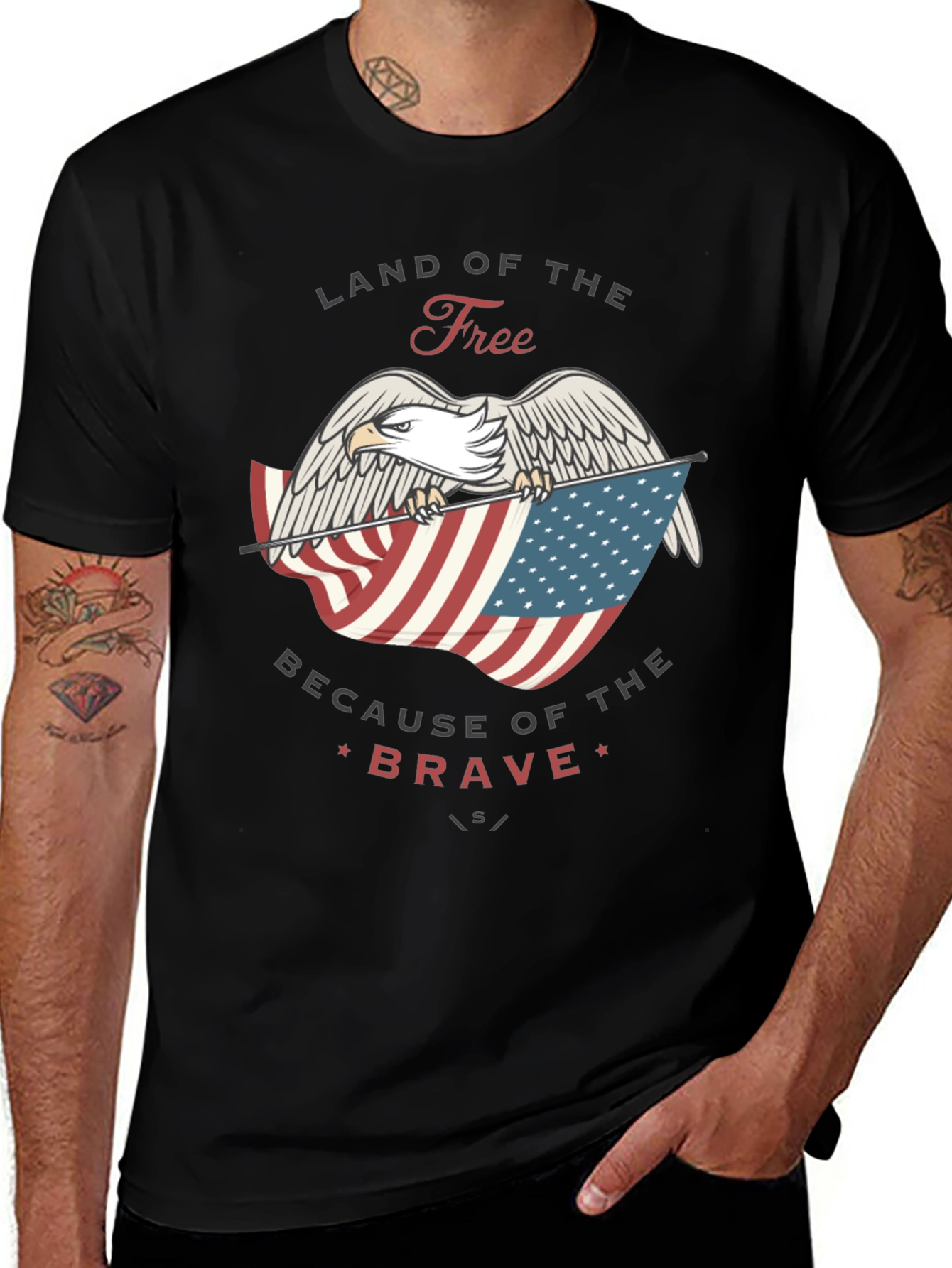 Variant 18 of Land of the Free Patriotic Eagle Graphic Tee