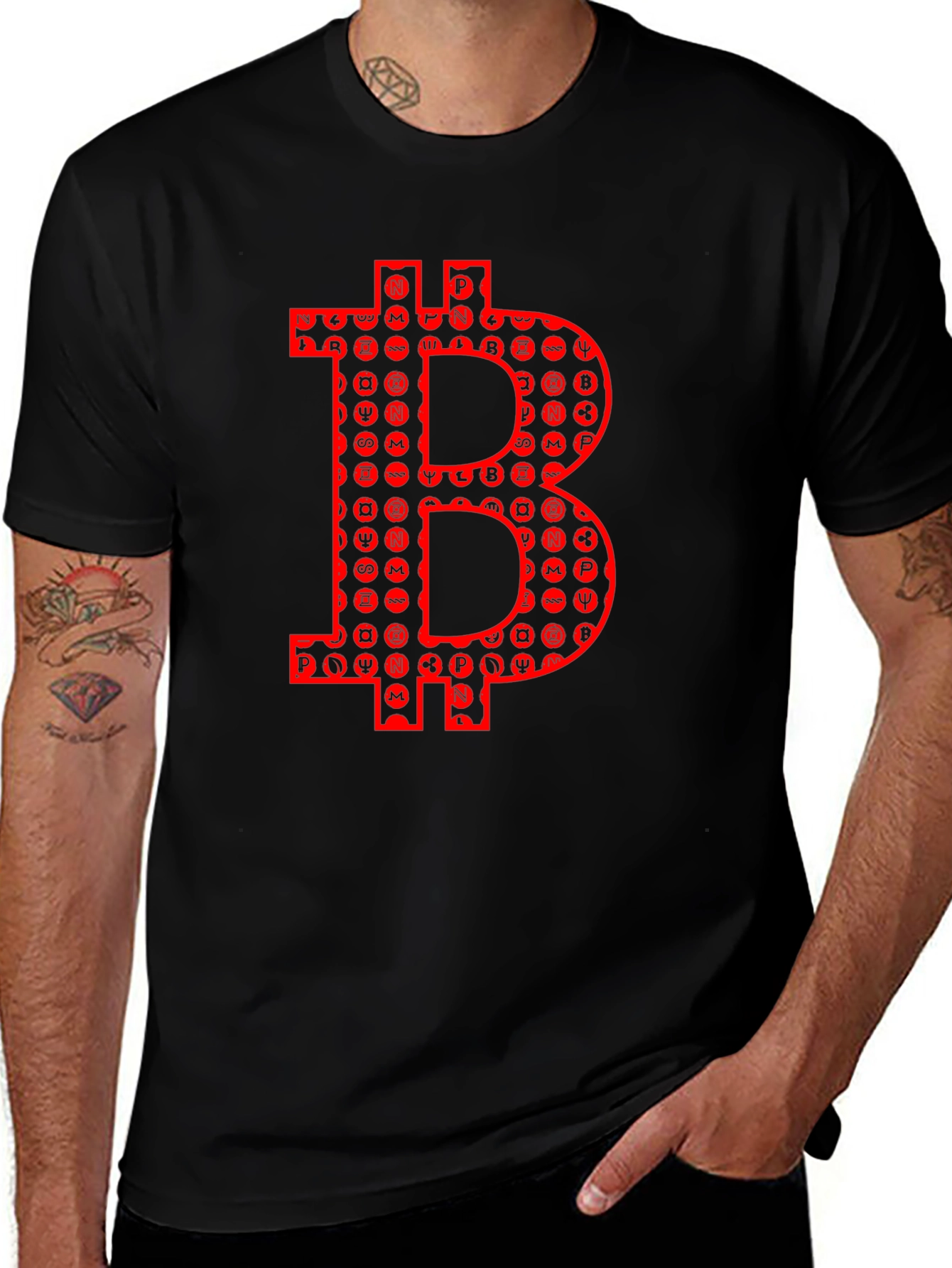 Bitcoin Crypto T-Shirt - Red Bitcoin Symbol Design