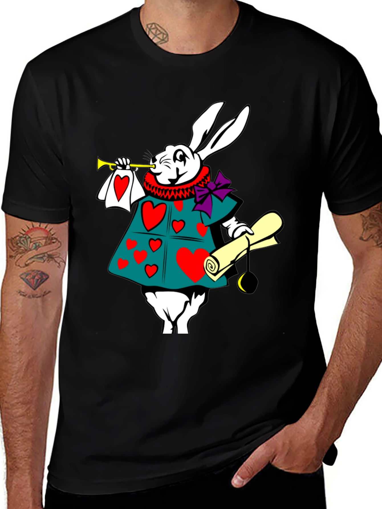 Variant 7 of Alice in Wonderland White Rabbit Graphic Tee