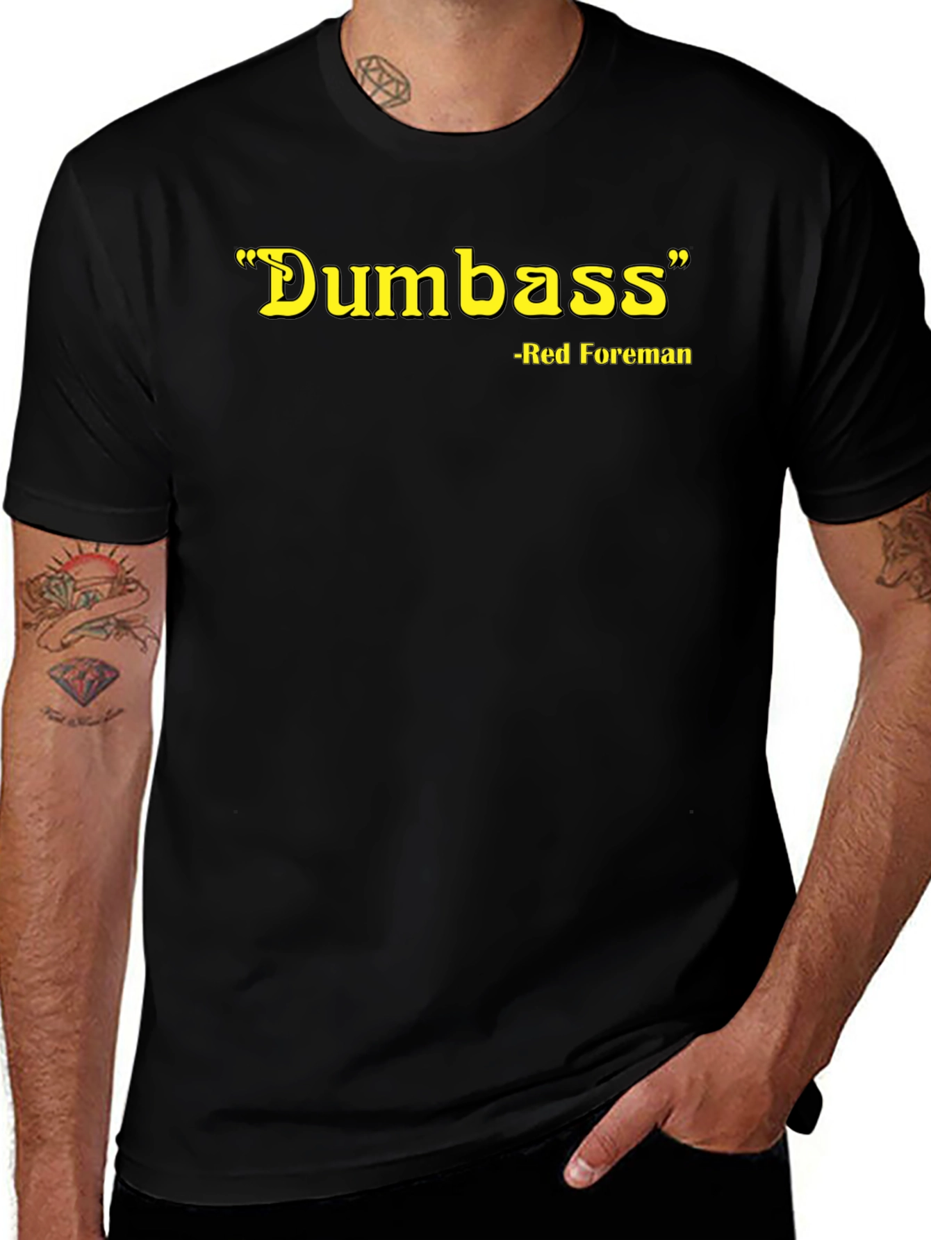 Variant 14 of Red Foreman "Dumbass" Graphic T-Shirt - Black