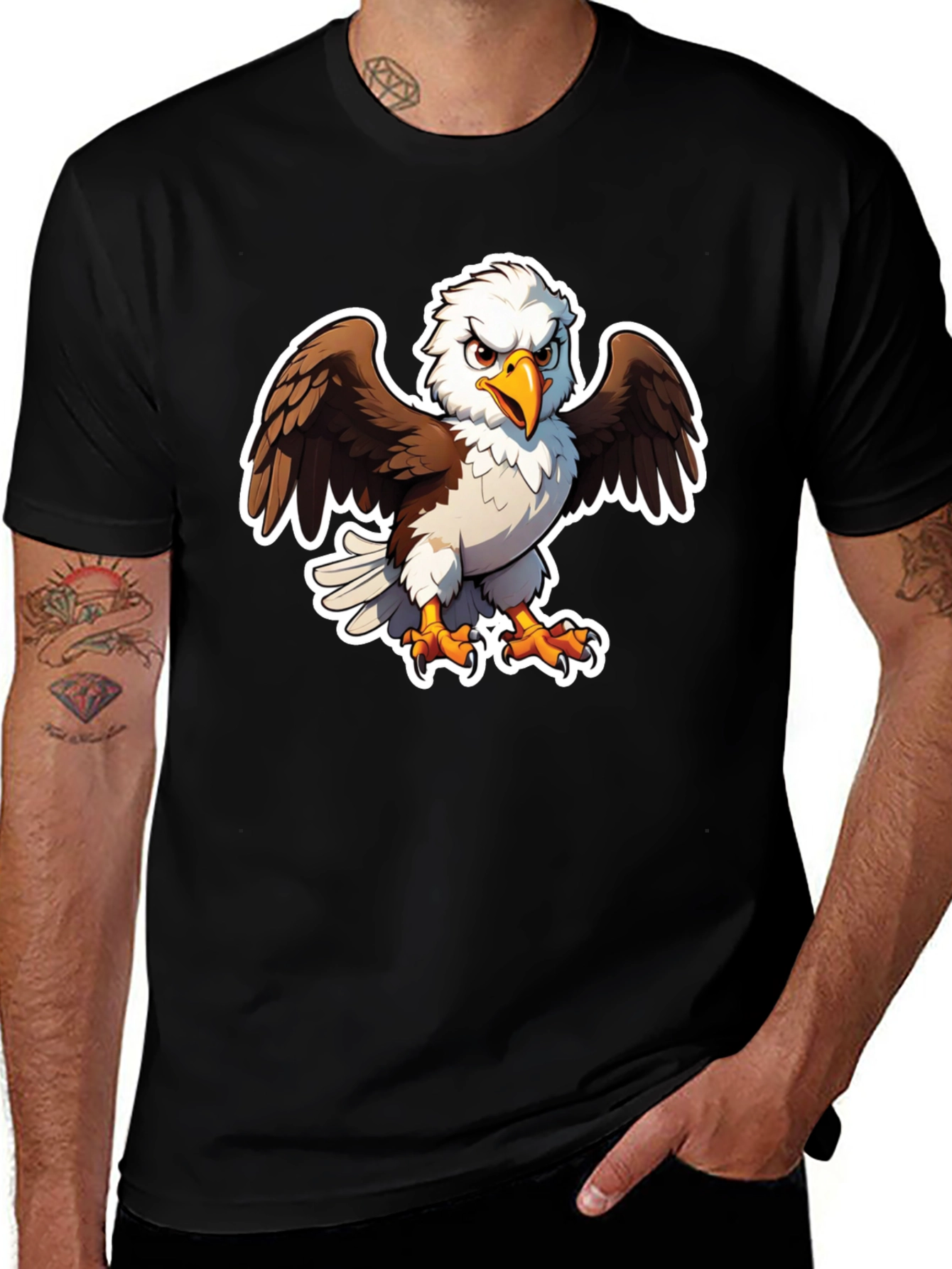 Variant 19 of Bald Eagle Graphic Tee - Black Casual Shirt