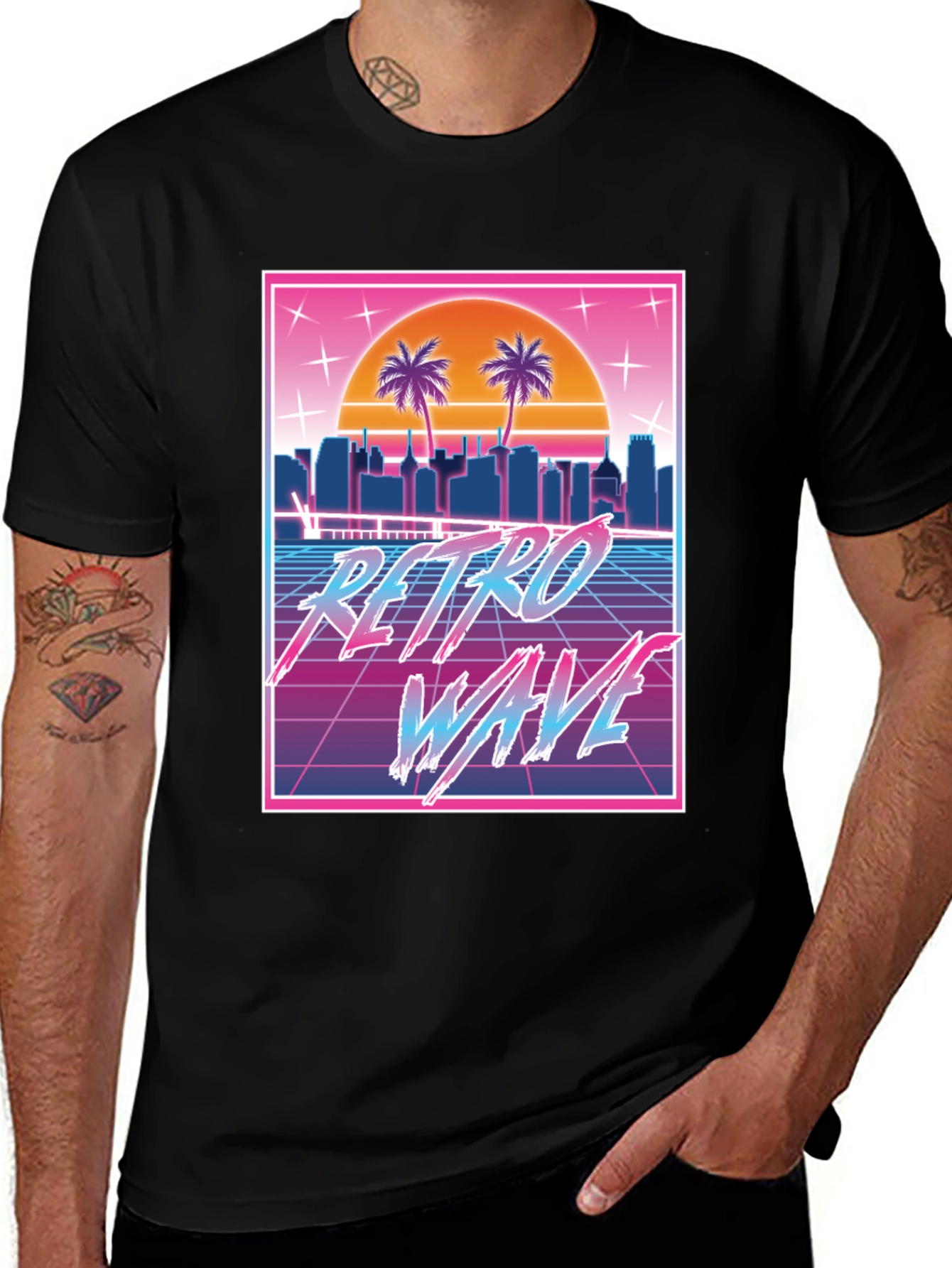Retro Wave Graphic Tee - 80s Style T-Shirt