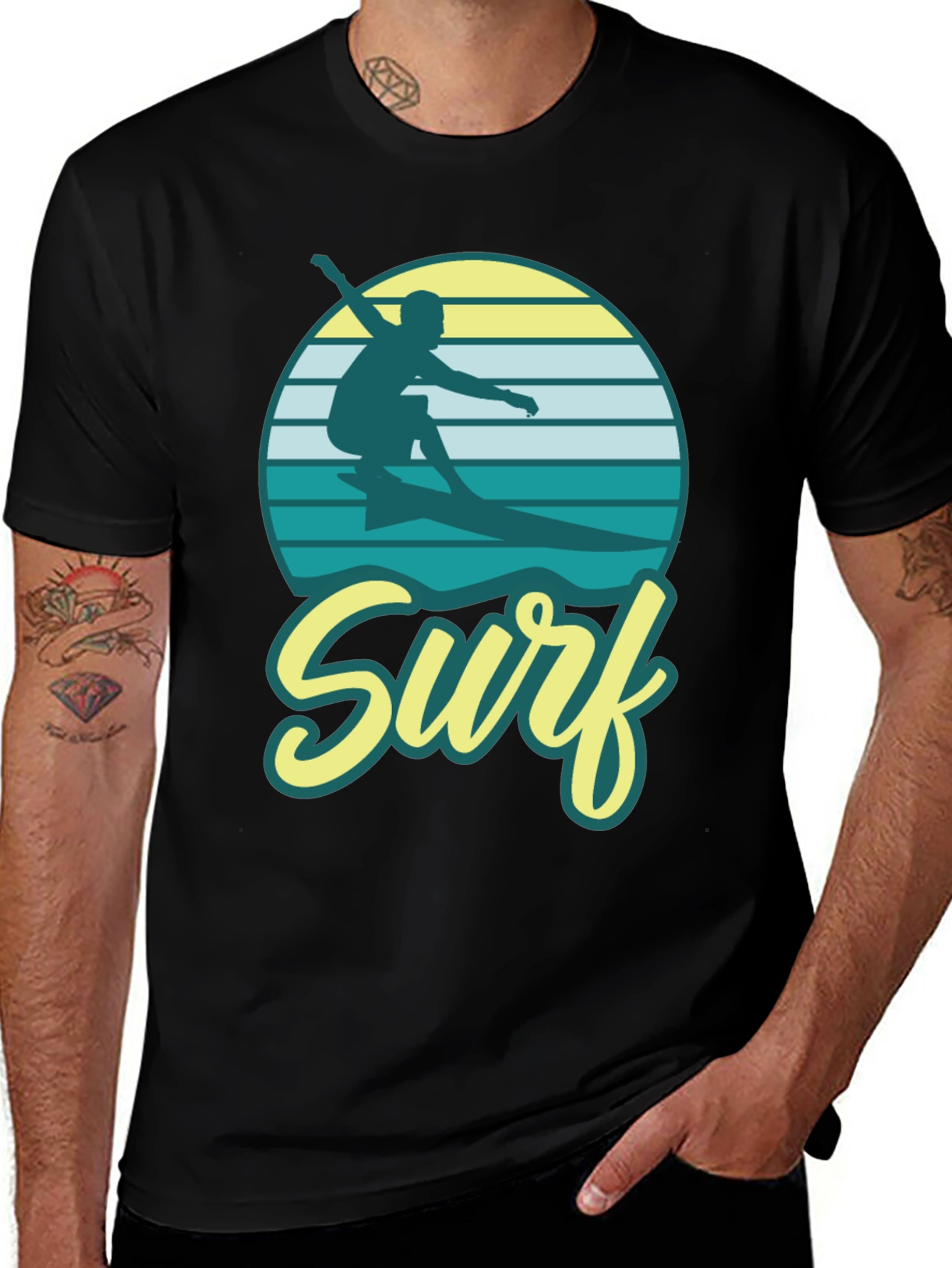 Surf Graphic Tee - Retro Style Surfer T-Shirt
