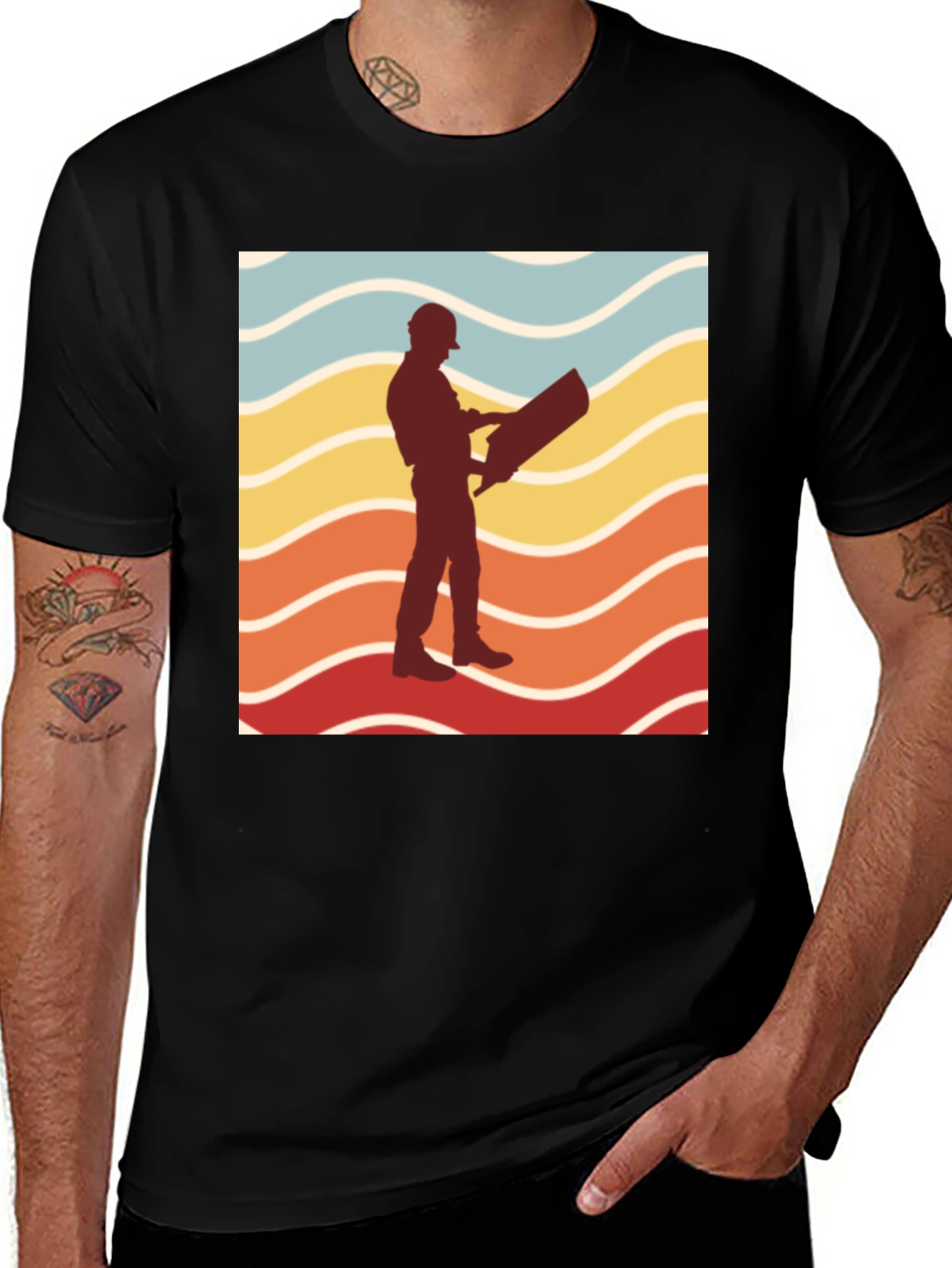 Variant 16 of Construction Worker Retro T-Shirt