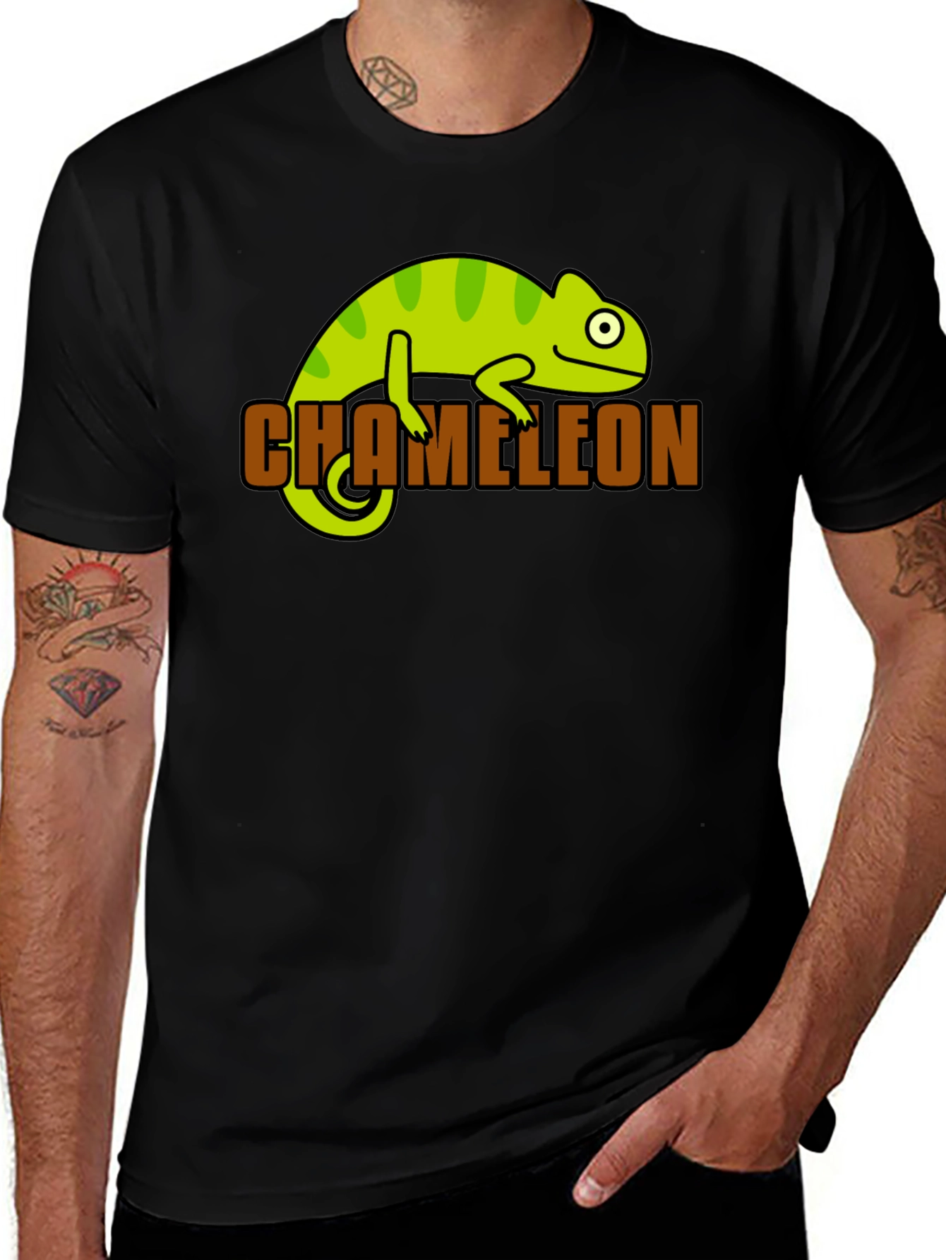 Variant 3 of Chameleon Graphic Print Black T-Shirt
