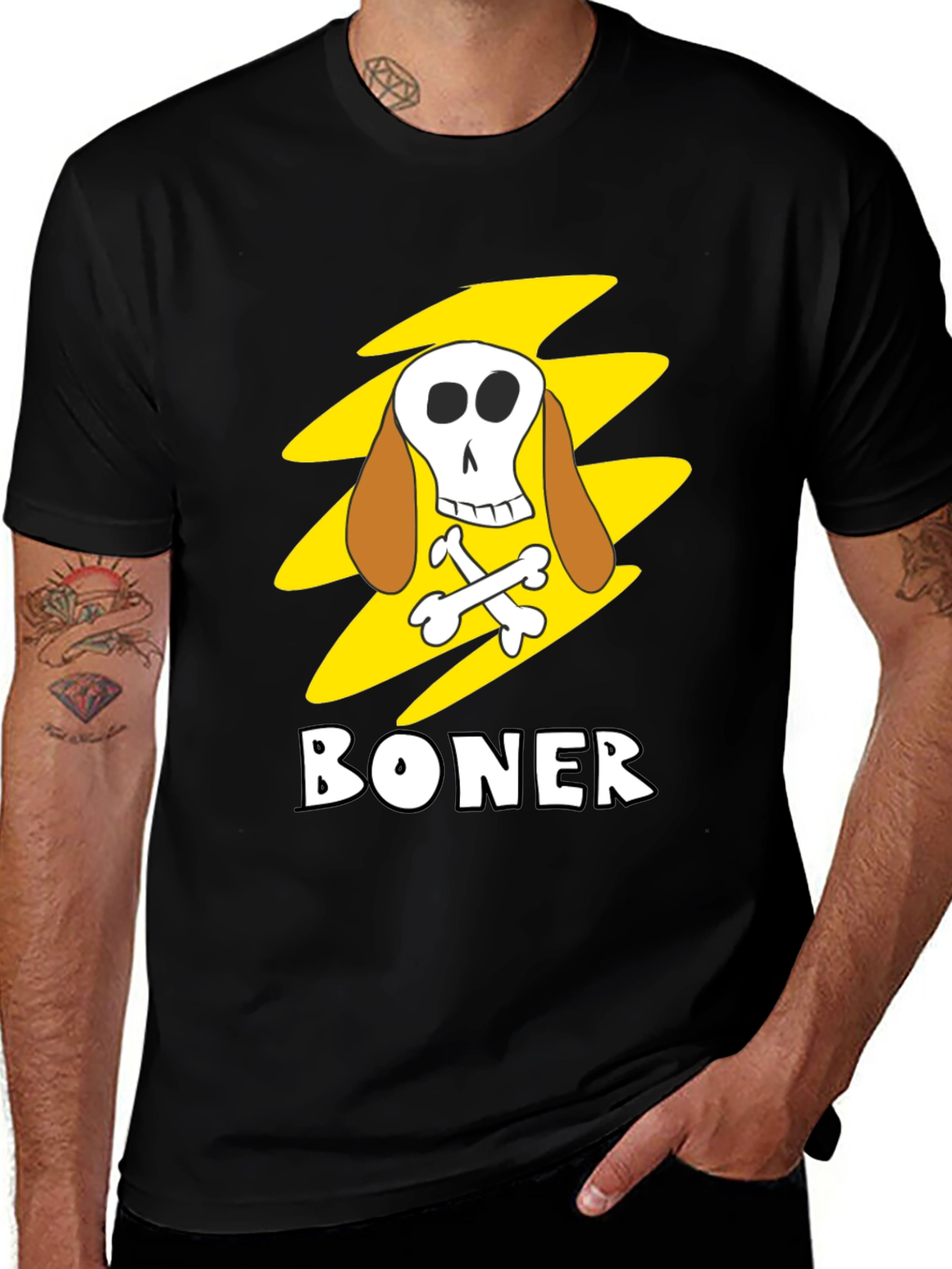 Variant 30 of Humorous "BONER" Skull & Crossbones Graphic Tee