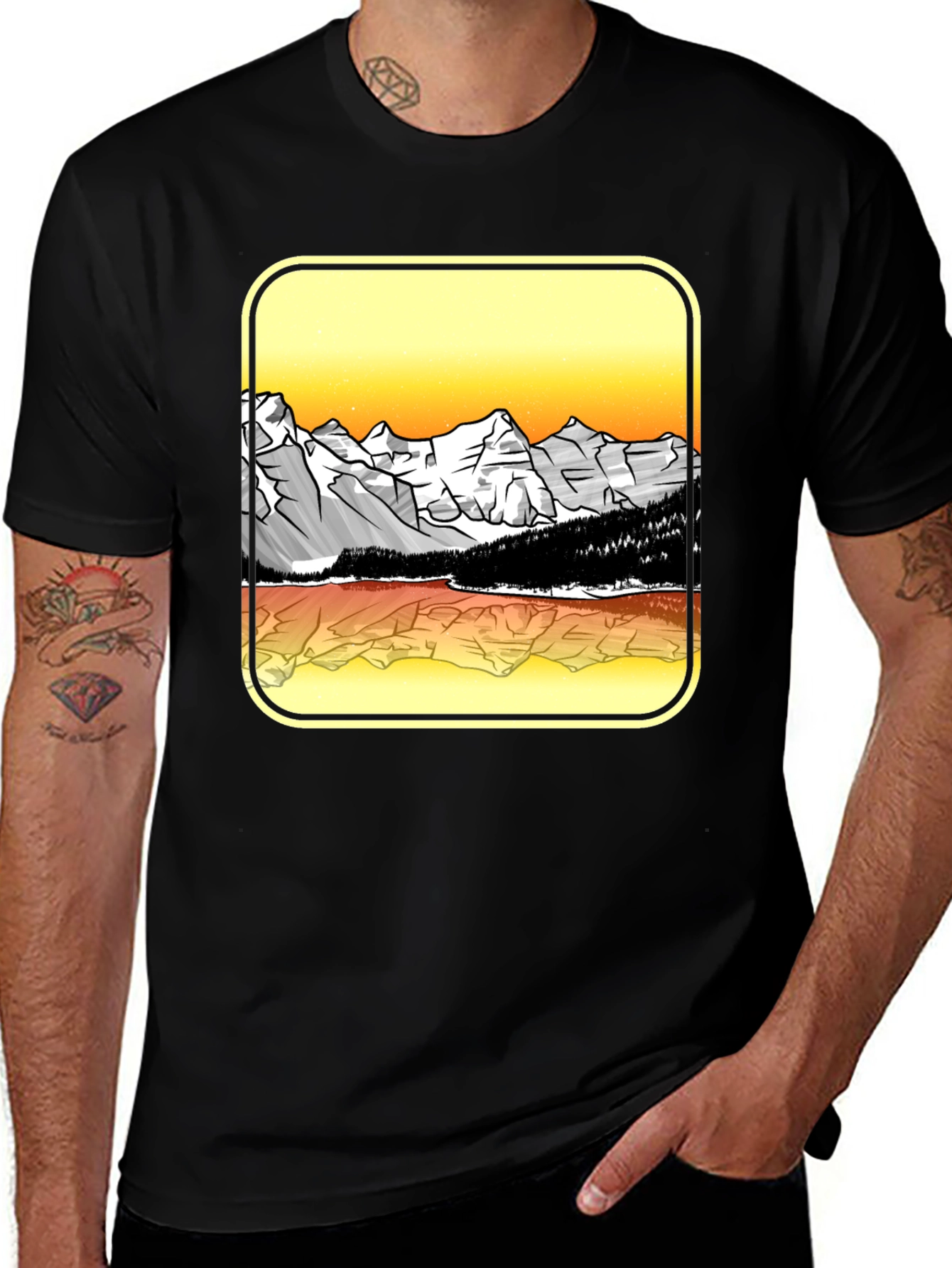 Variant 27 of Mountain Reflection Graphic Tee - Black