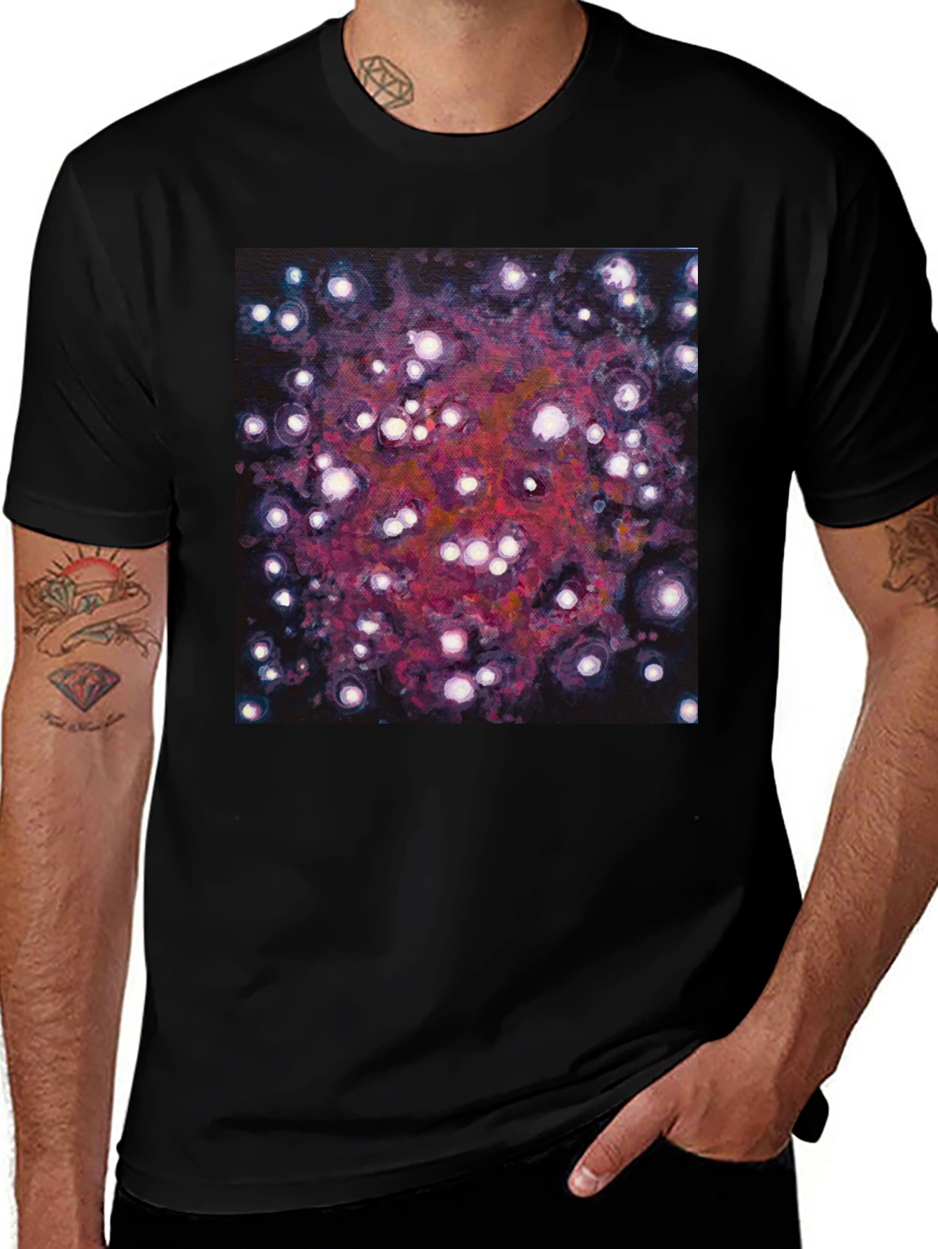 Variant 21 of Abstract Galaxy Print Black T-Shirt