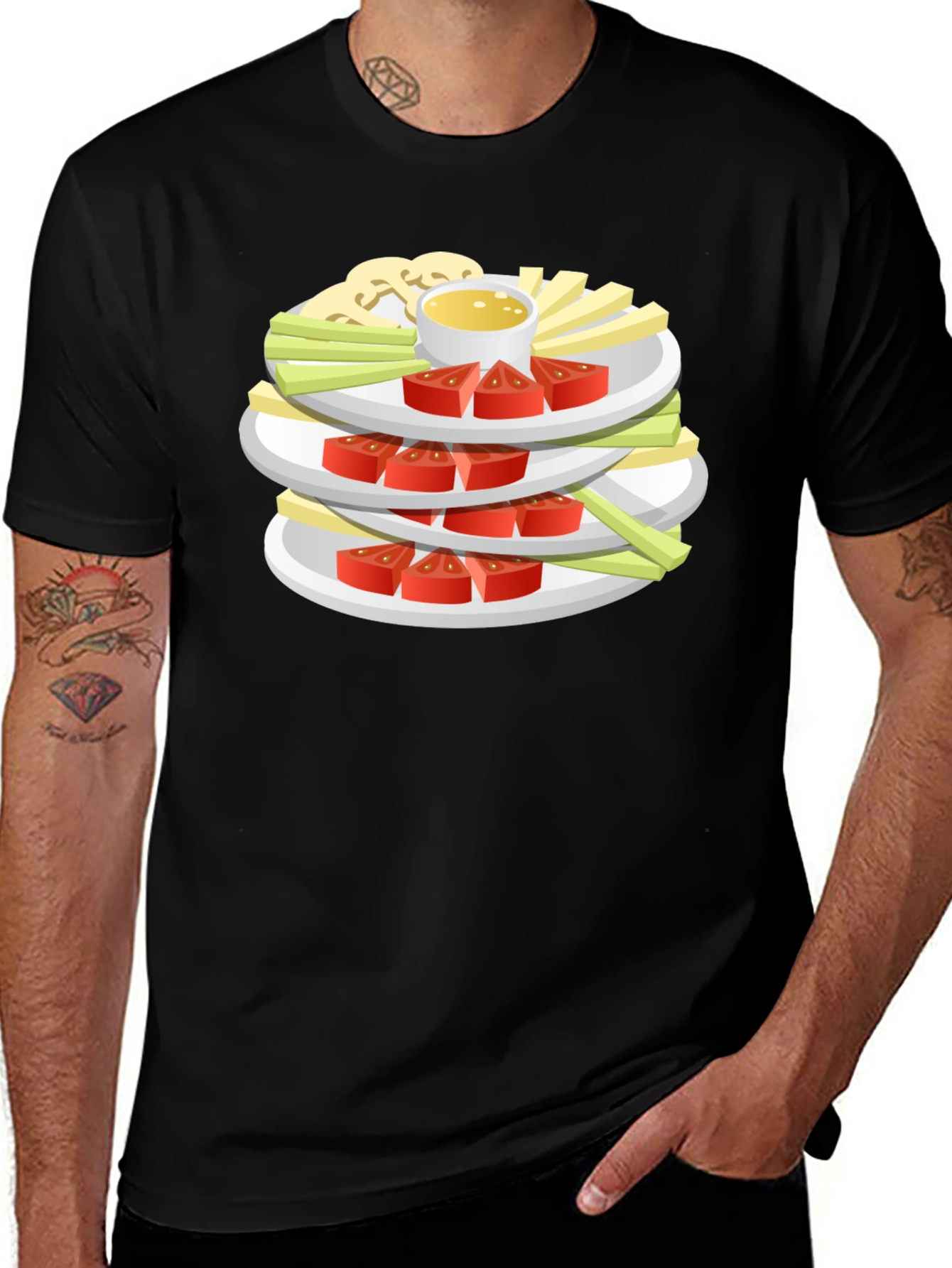 Novelty Food Platter Graphic Tee - Black