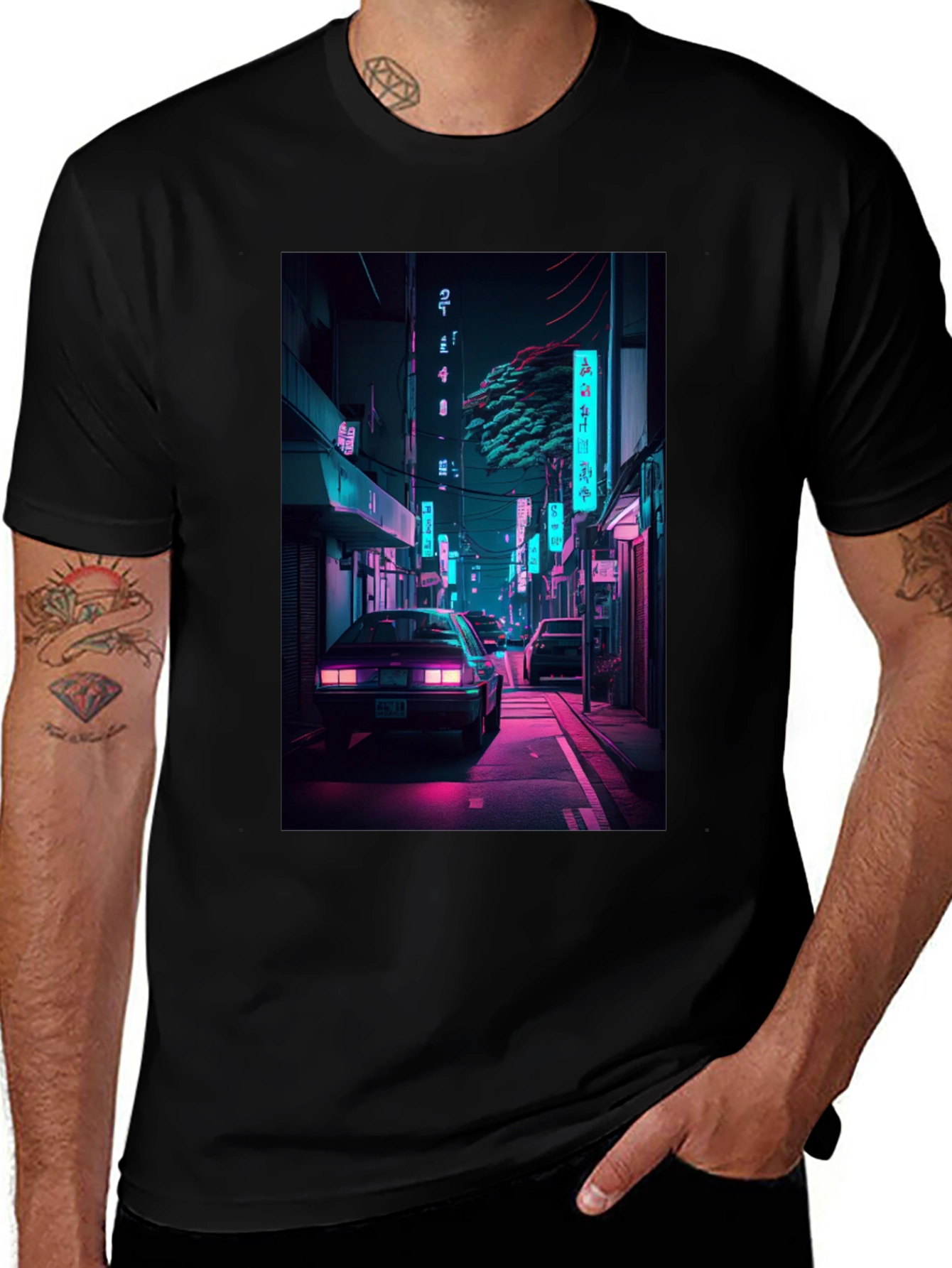 Variant 24 of Retro Neon City Car Graphic T-Shirt