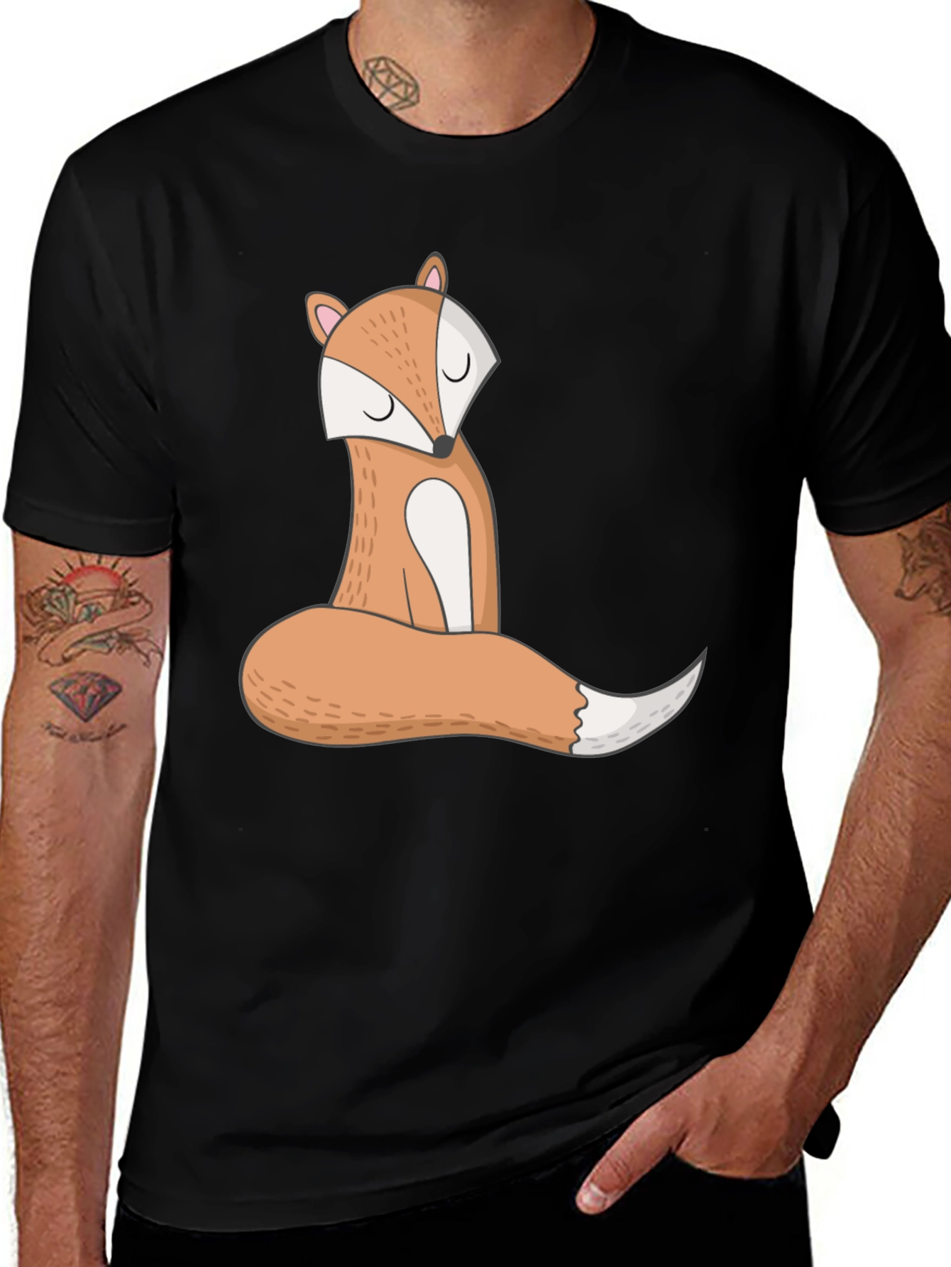 Variant 13 of Cute Fox Graphic Tee - Unisex Black T-Shirt