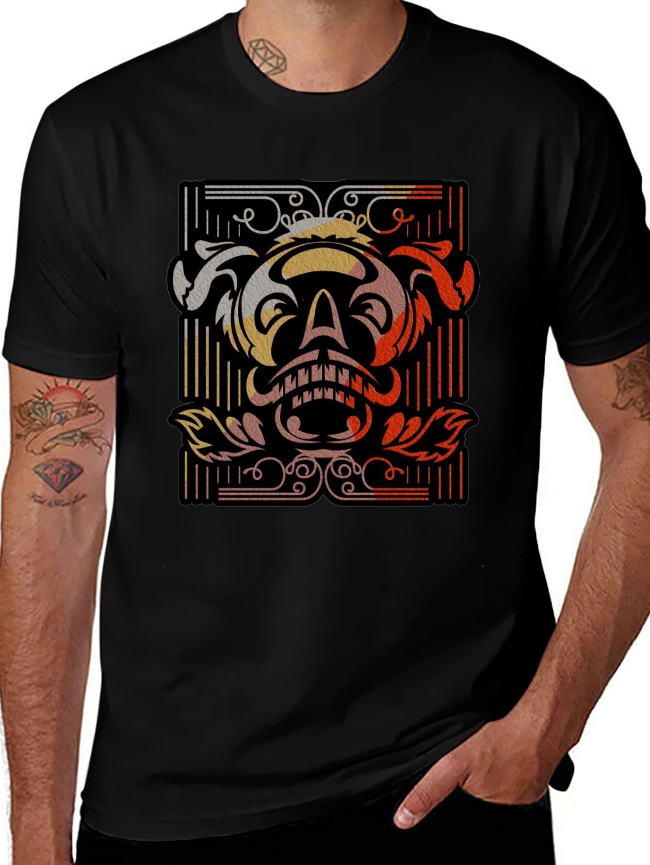 Variant 25 of Skull Graphic Black T-Shirt - Unique Retro Design
