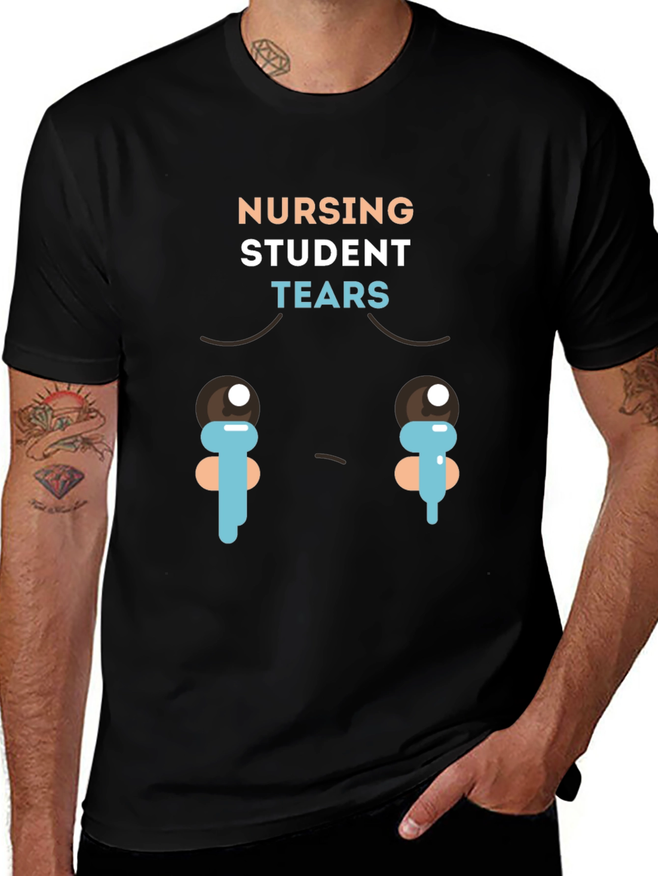 Variant 28 of Nursing Student Tears Graphic T-Shirt - Black