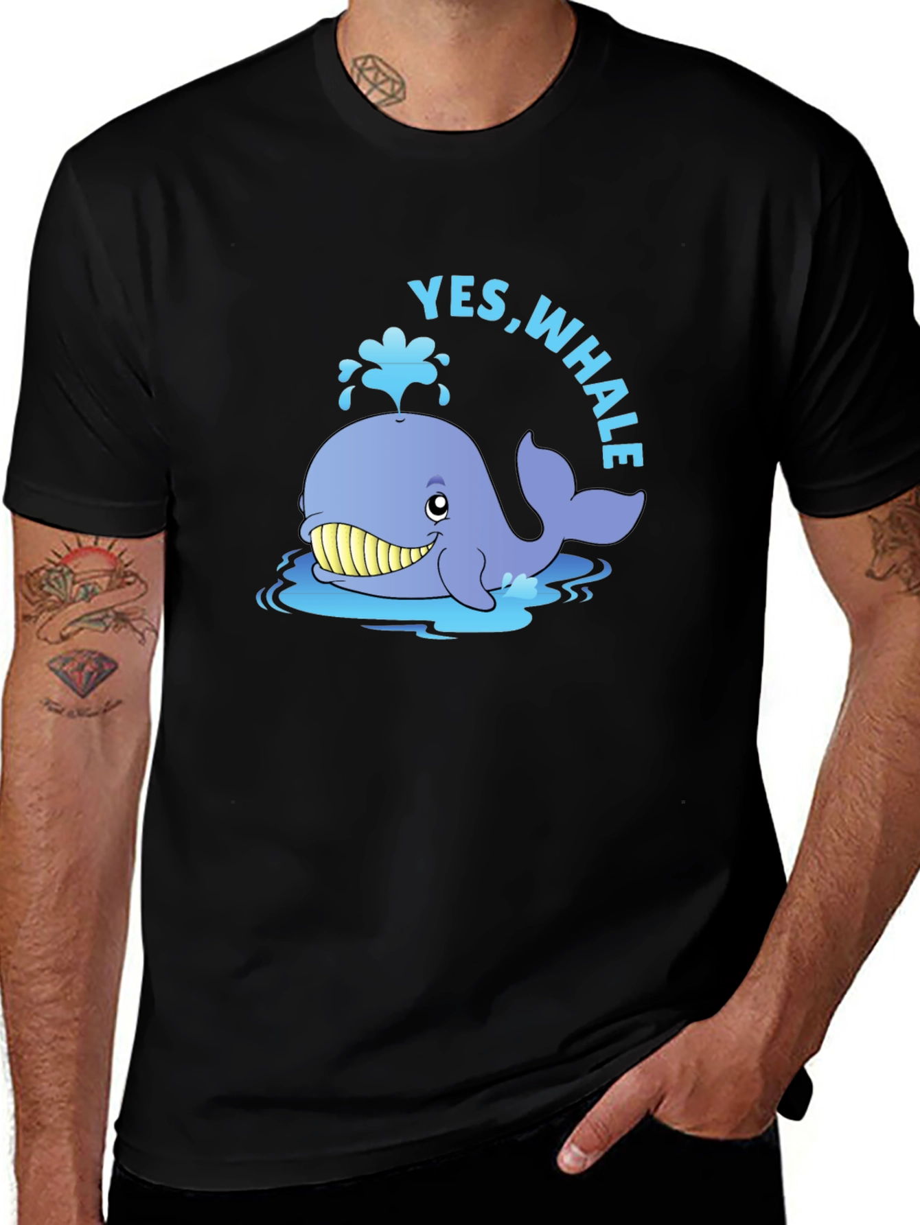 Variant 16 of Yes, Whale! Black Cartoon Whale T-Shirt