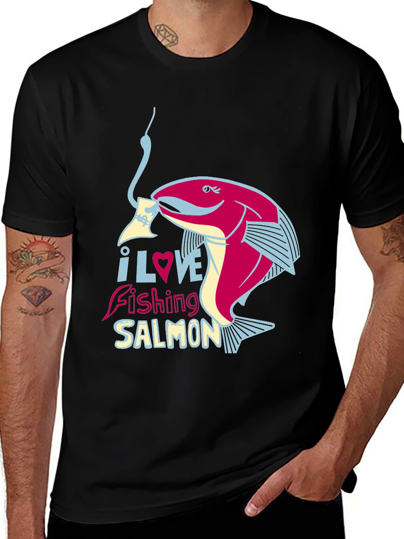 I Love Fishing Salmon Men's T-Shirt