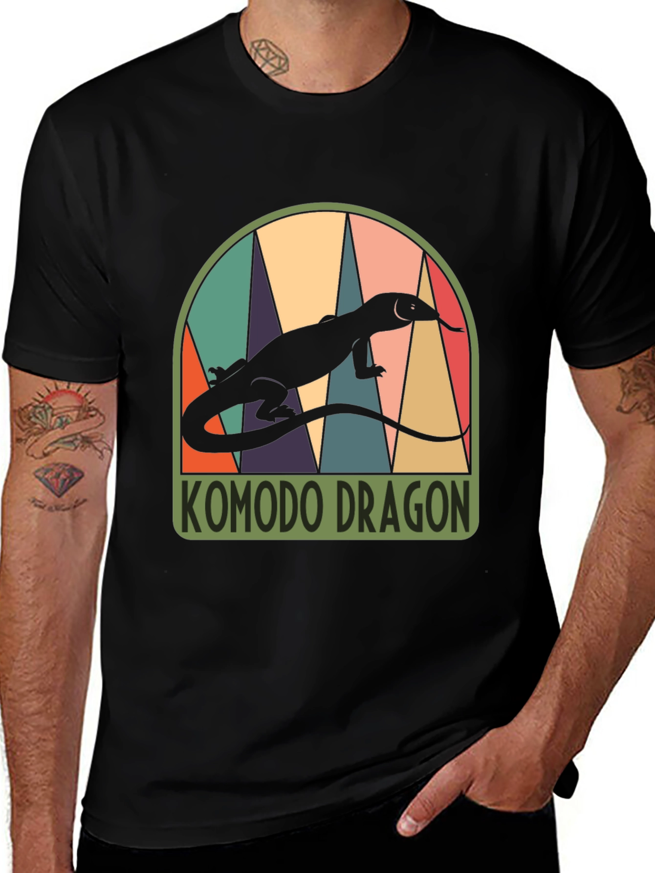 Komodo Dragon Graphic T-Shirt - Retro Style