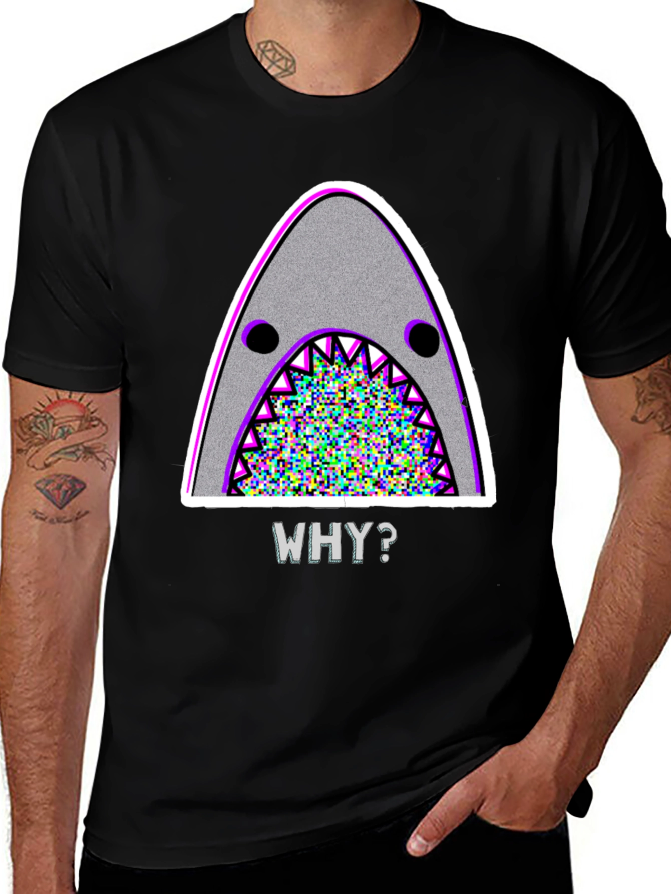 Variant 27 of Men's 'Why?' Shark Graphic T-Shirt