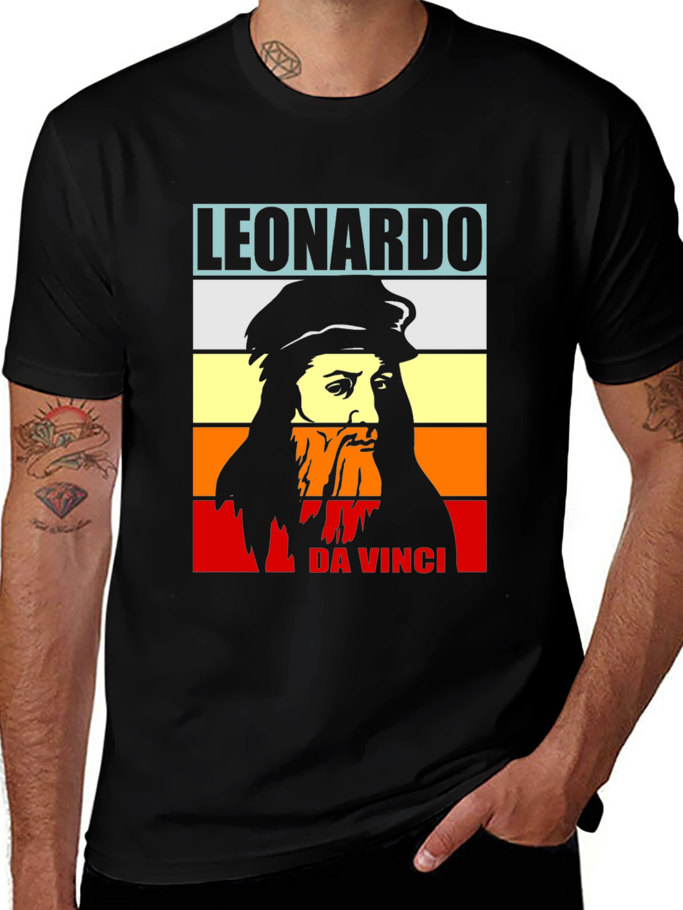 Variant 23 of Leonardo Da Vinci T-Shirt Black Graphic Tee