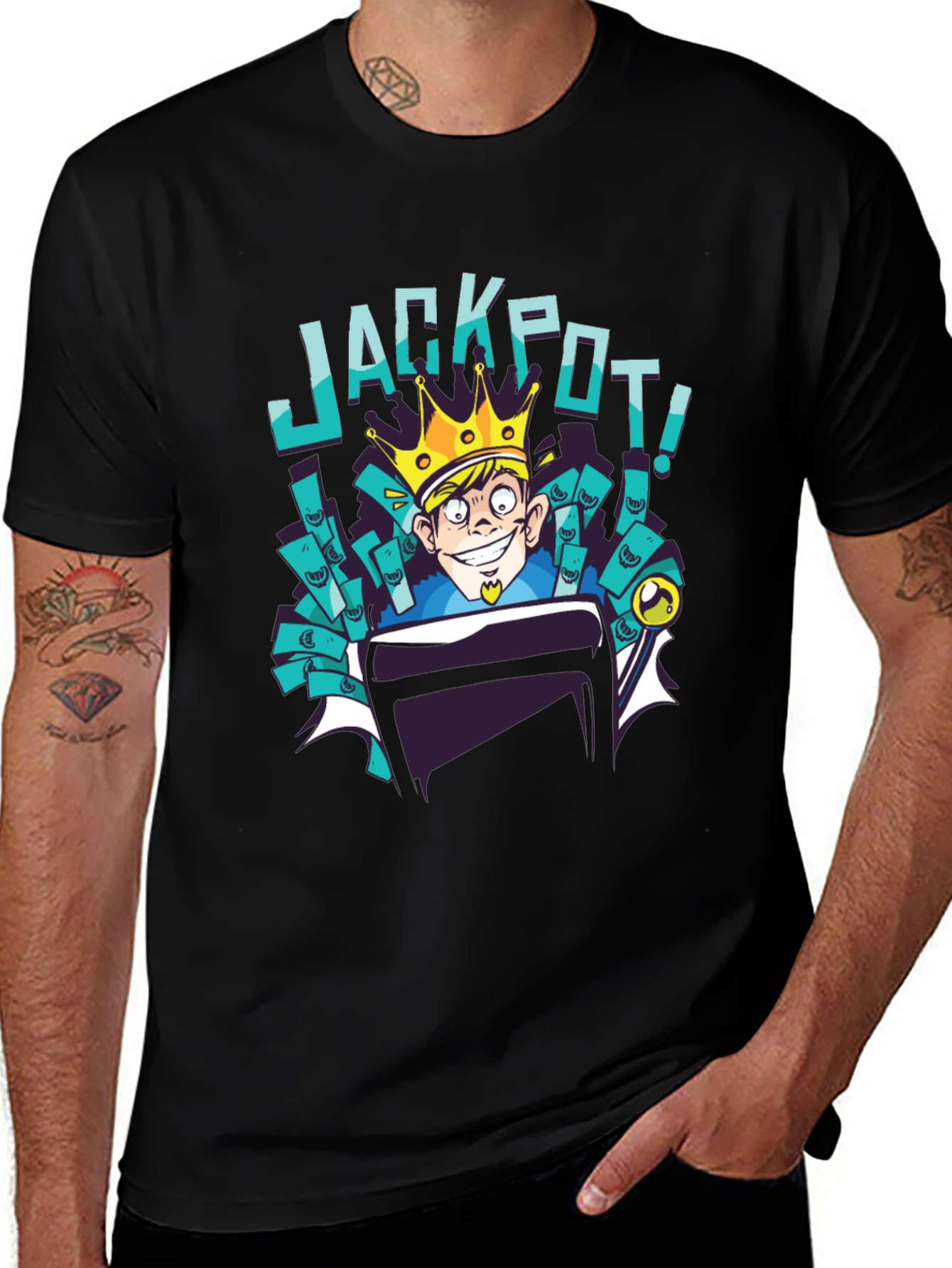 Variant 3 of Jackpot Cartoon T-Shirt - Lucky King Design