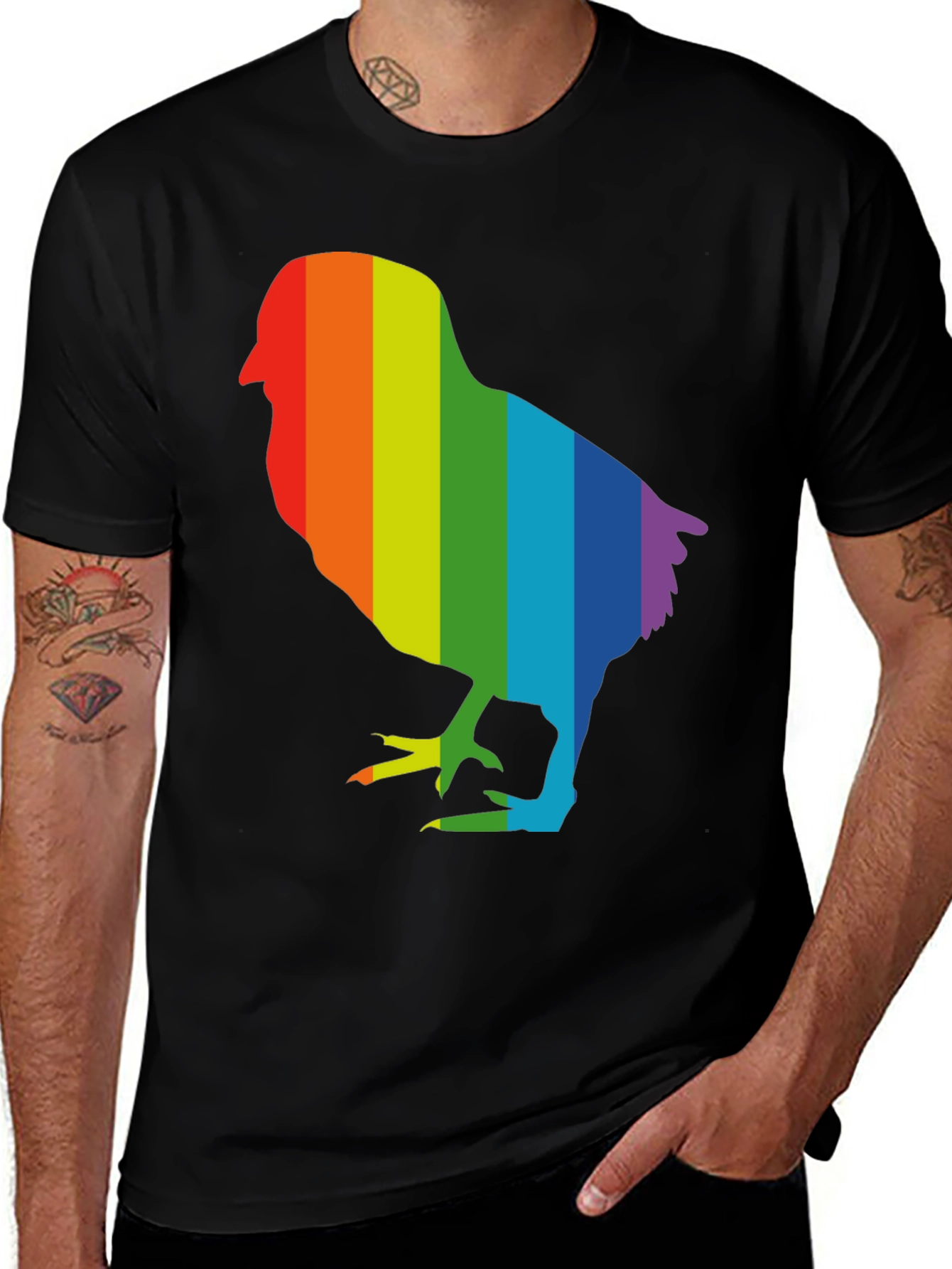Variant 27 of Rainbow Chick Graphic Black T-Shirt