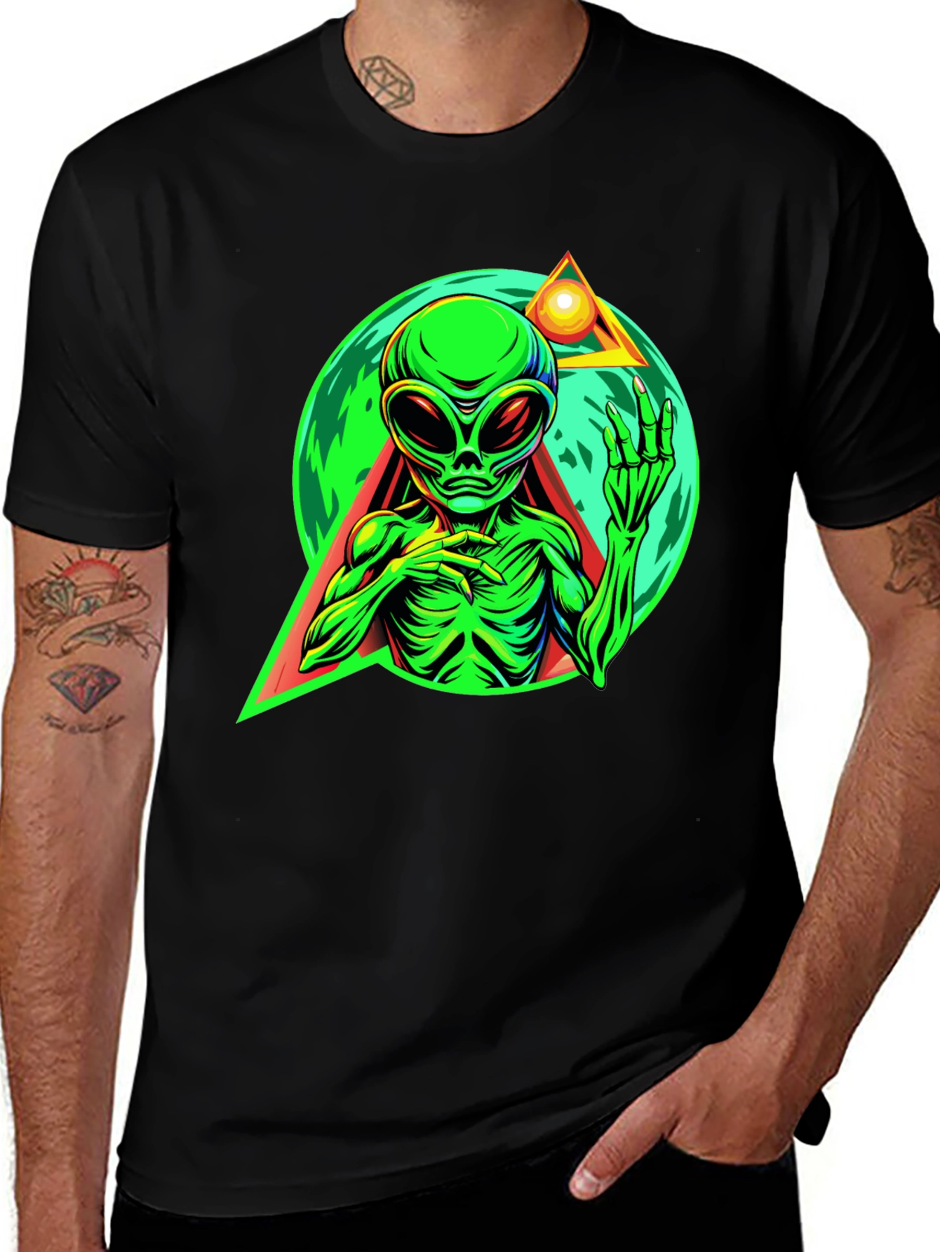 Variant 26 of Alien Graphic Tee - Black Cotton T-Shirt