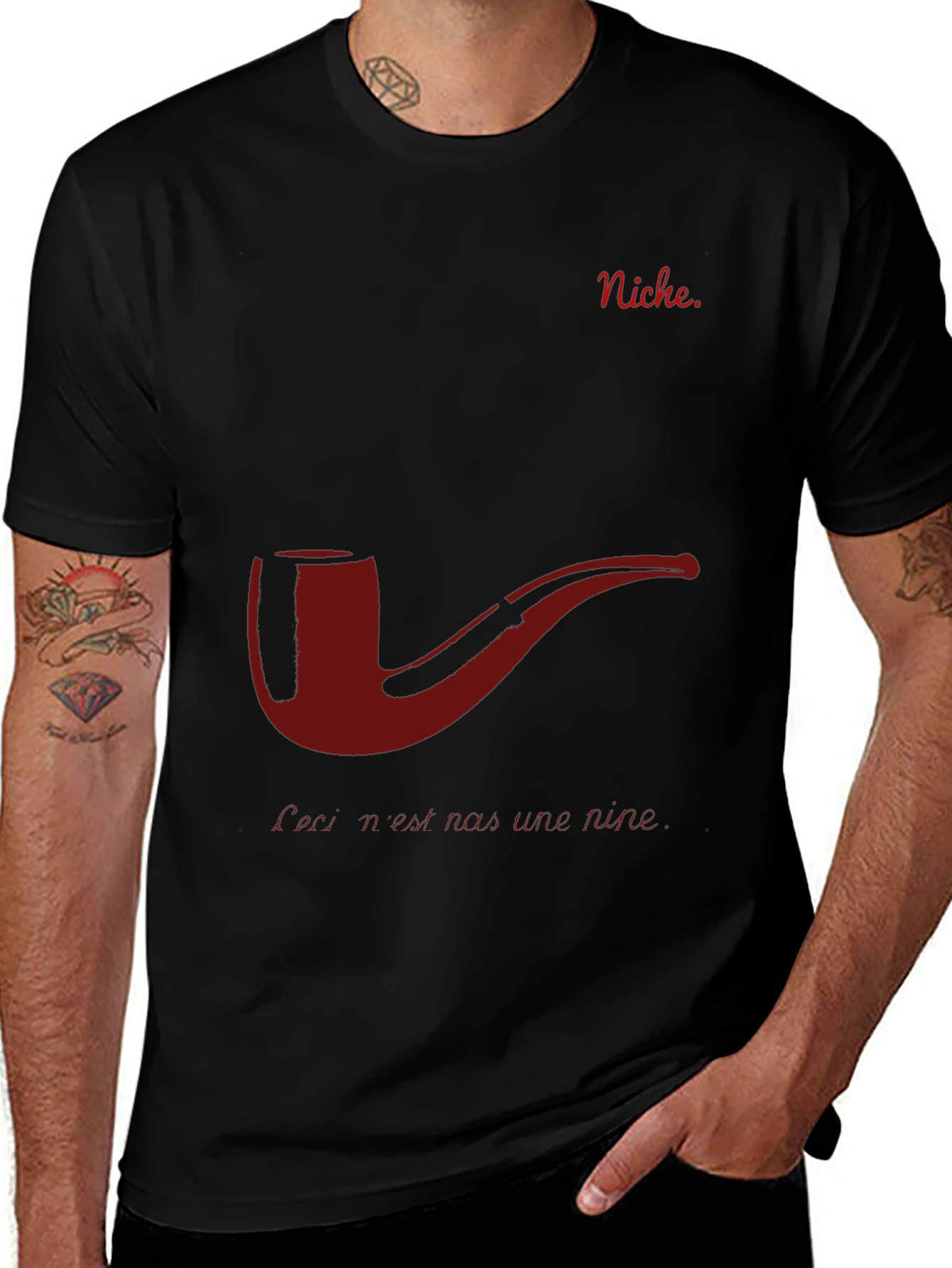 Variant 17 of Niche T-Shirt - Pipe Design, Men's Black Tee