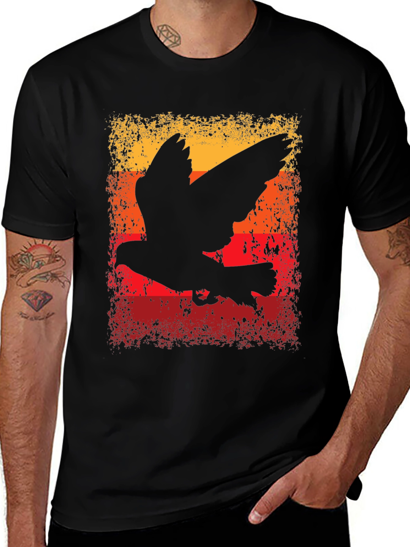 Retro Bird Graphic Tee - Black