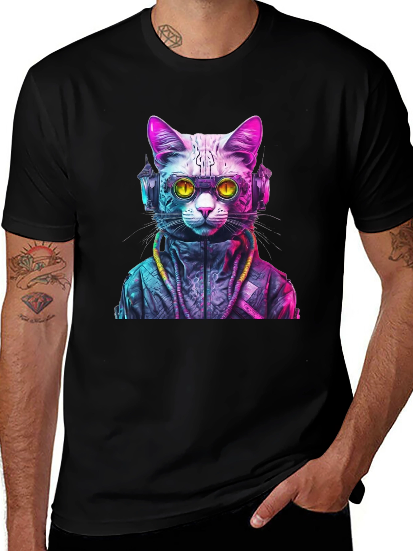 Variant 6 of Cyberpunk Cat T-Shirt