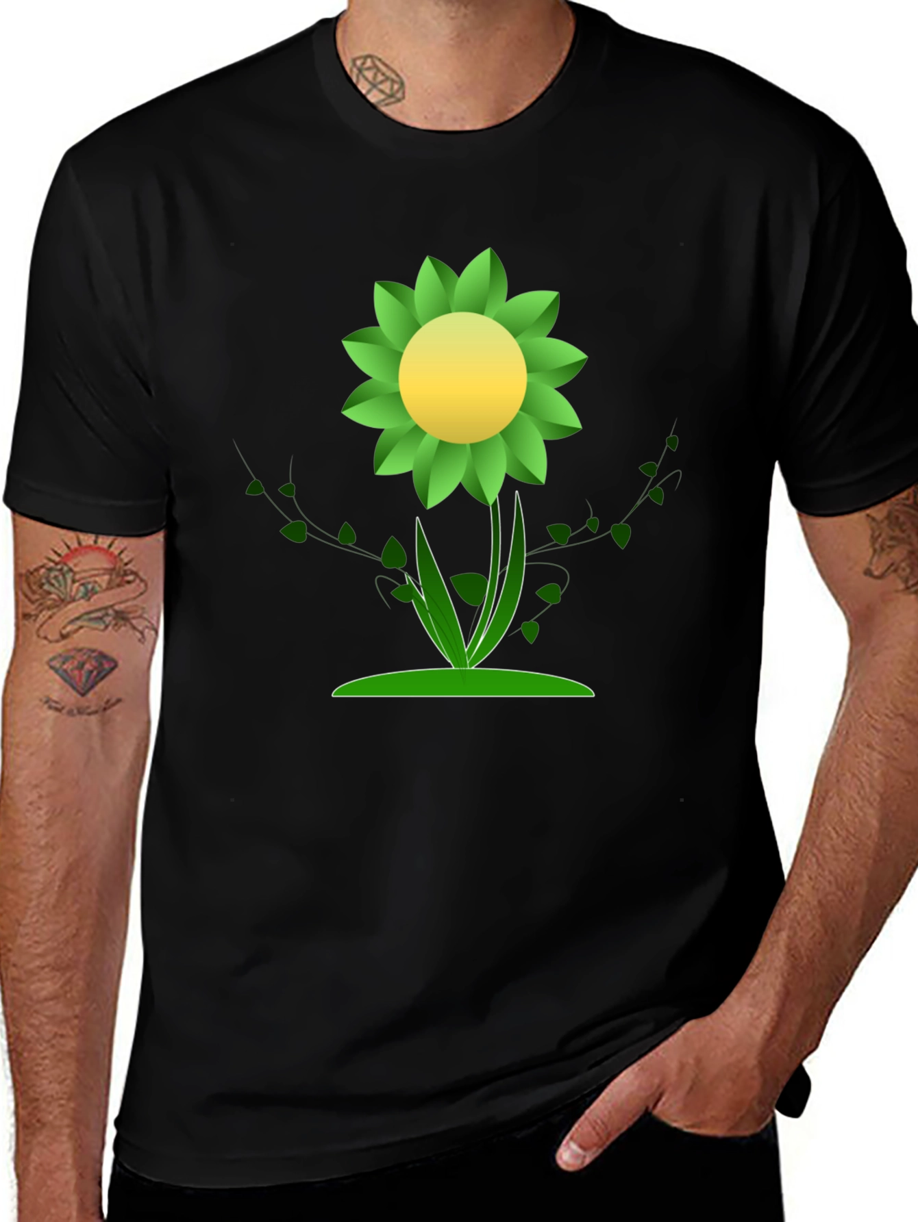 Variant 15 of Green Flower Graphic T-Shirt