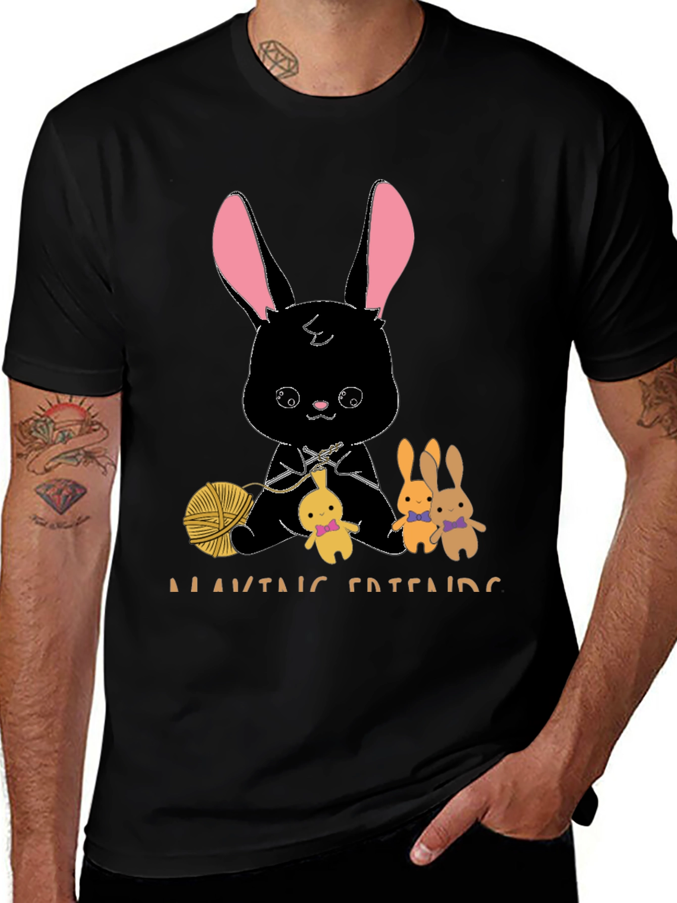 Variant 9 of Knitting Bunny T-Shirt - Making Friends