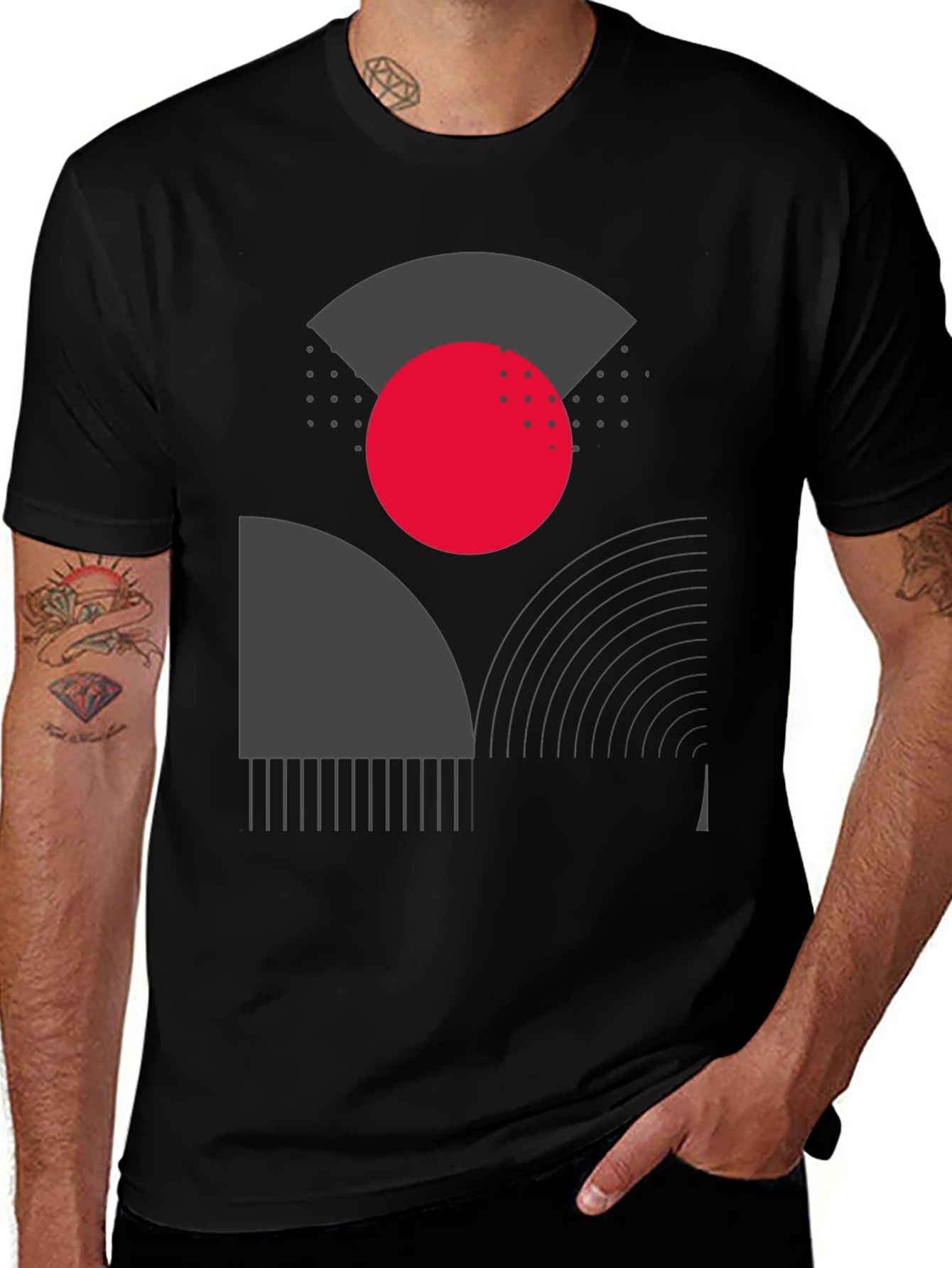 Variant 19 of Geometric Graphic Tee - Modern Design Black T-Shirt