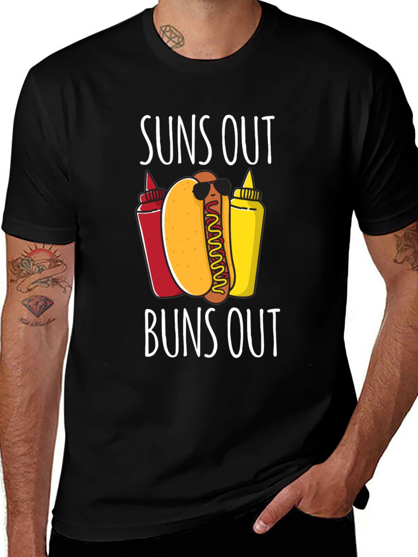 Variant 12 of Suns Out Buns Out Hotdog Graphic Tee