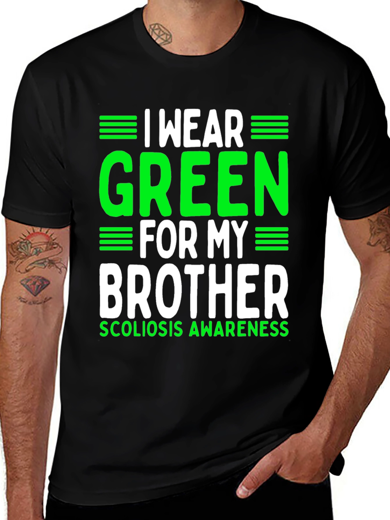 Green Scoliosis Awareness Brother T-Shirt