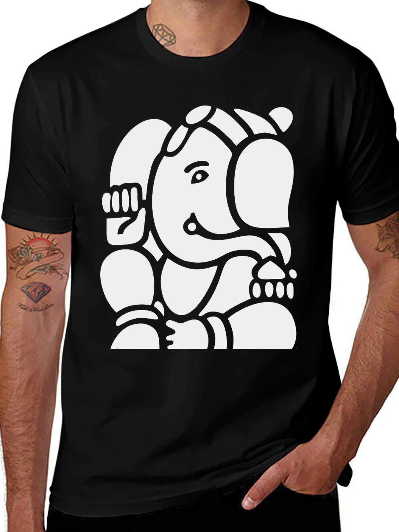 Ganesh Graphic Tee - Black Cotton Blend
