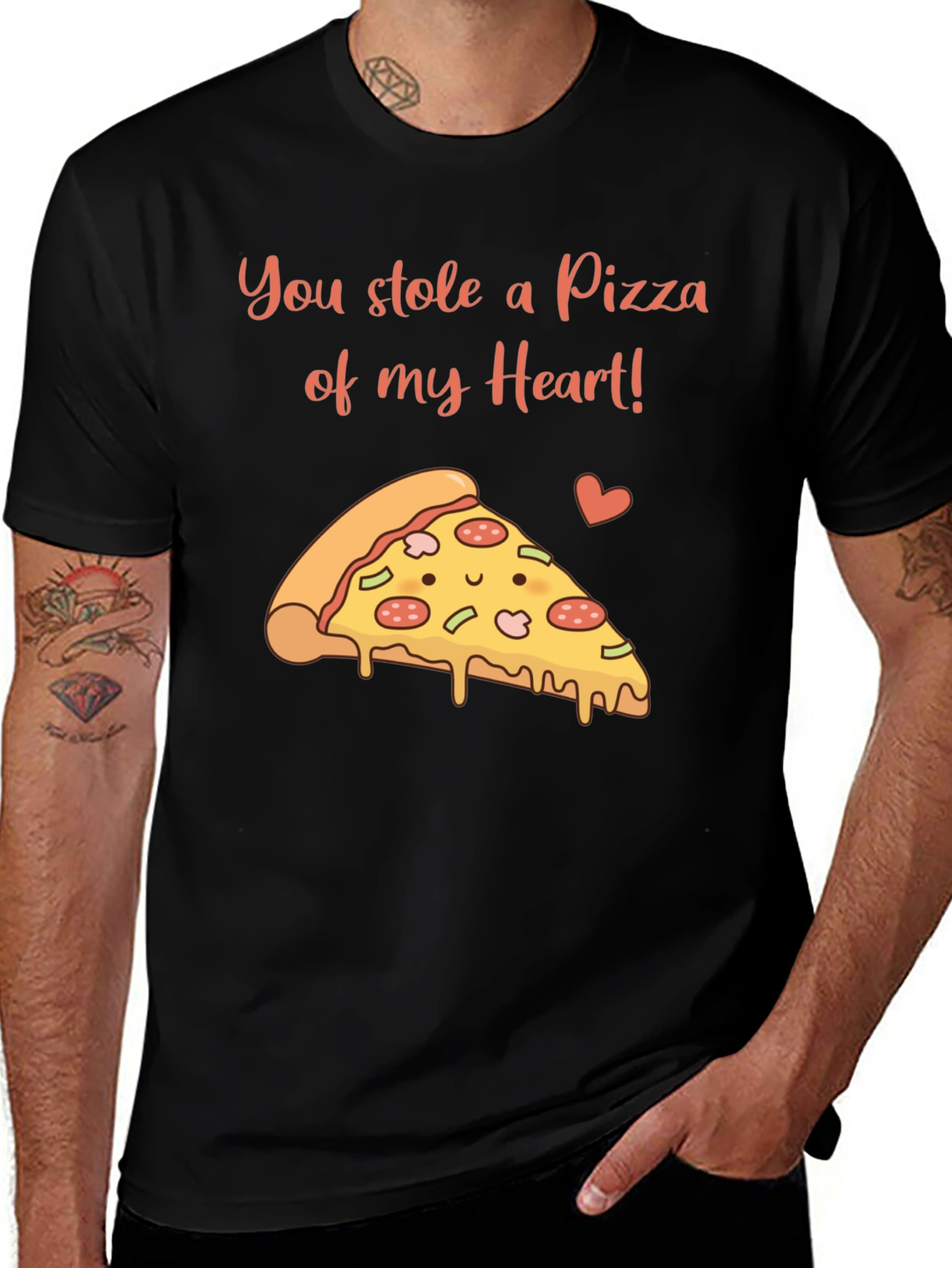 Variant 2 of Pizza My Heart Men's Graphic T-Shirt - Black