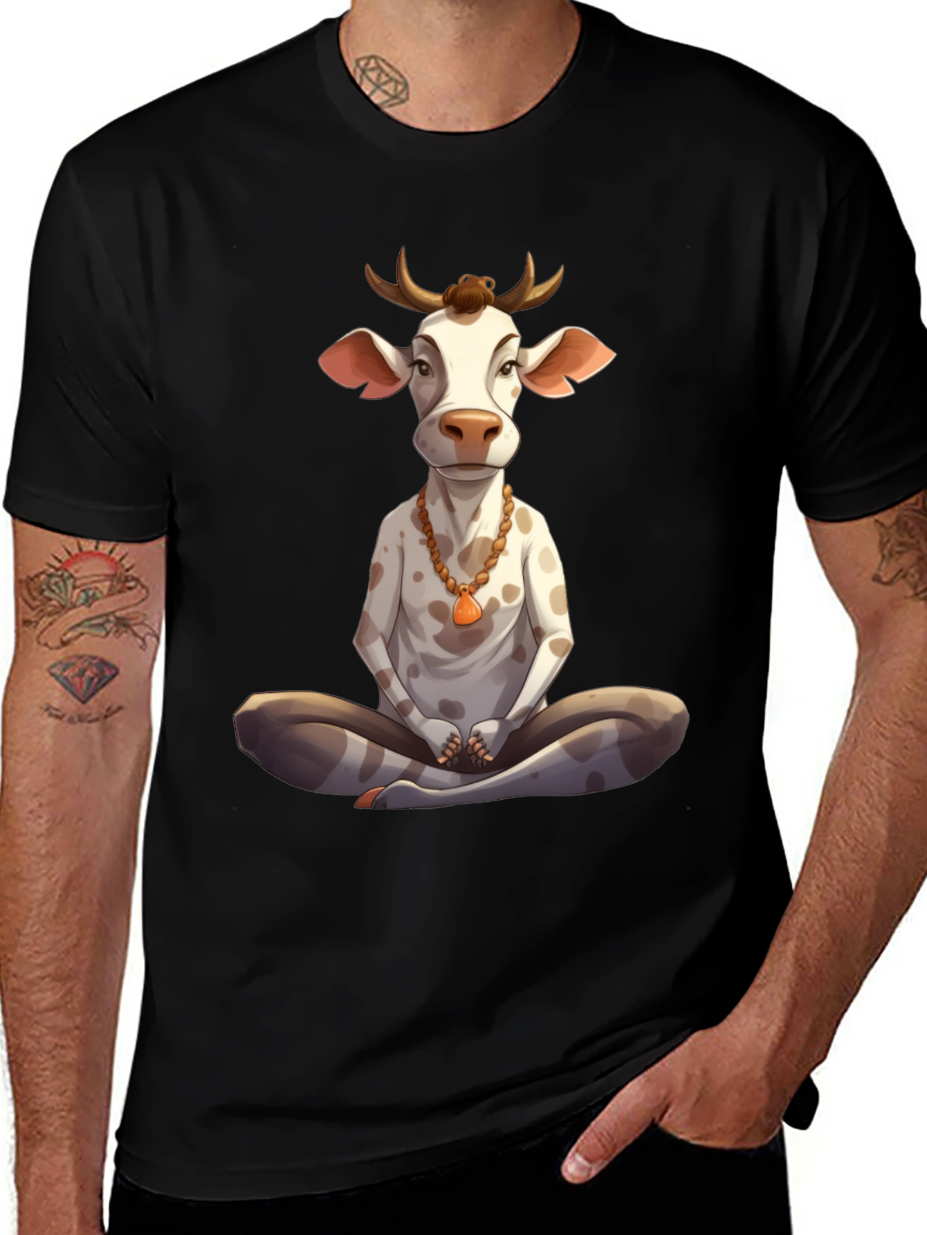 Yoga Cow Graphic Tee - Meditating Bull T-Shirt