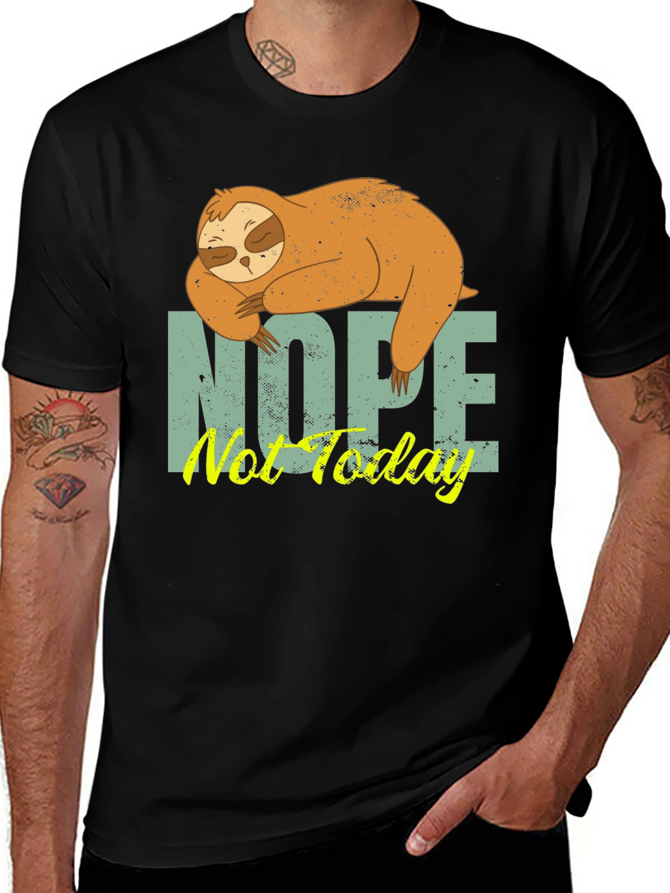 Variant 21 of Sloth Nope Not Today Men's Black T-Shirt