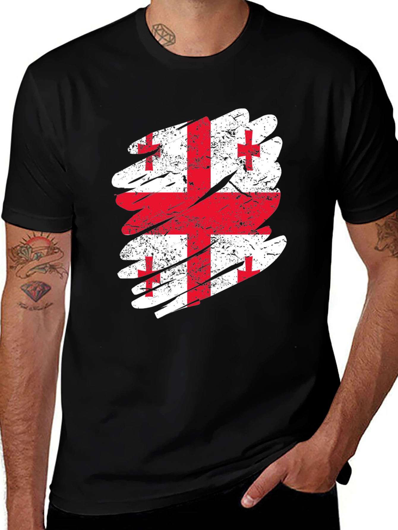 Variant 17 of Georgia Flag Grunge Style T-Shirt