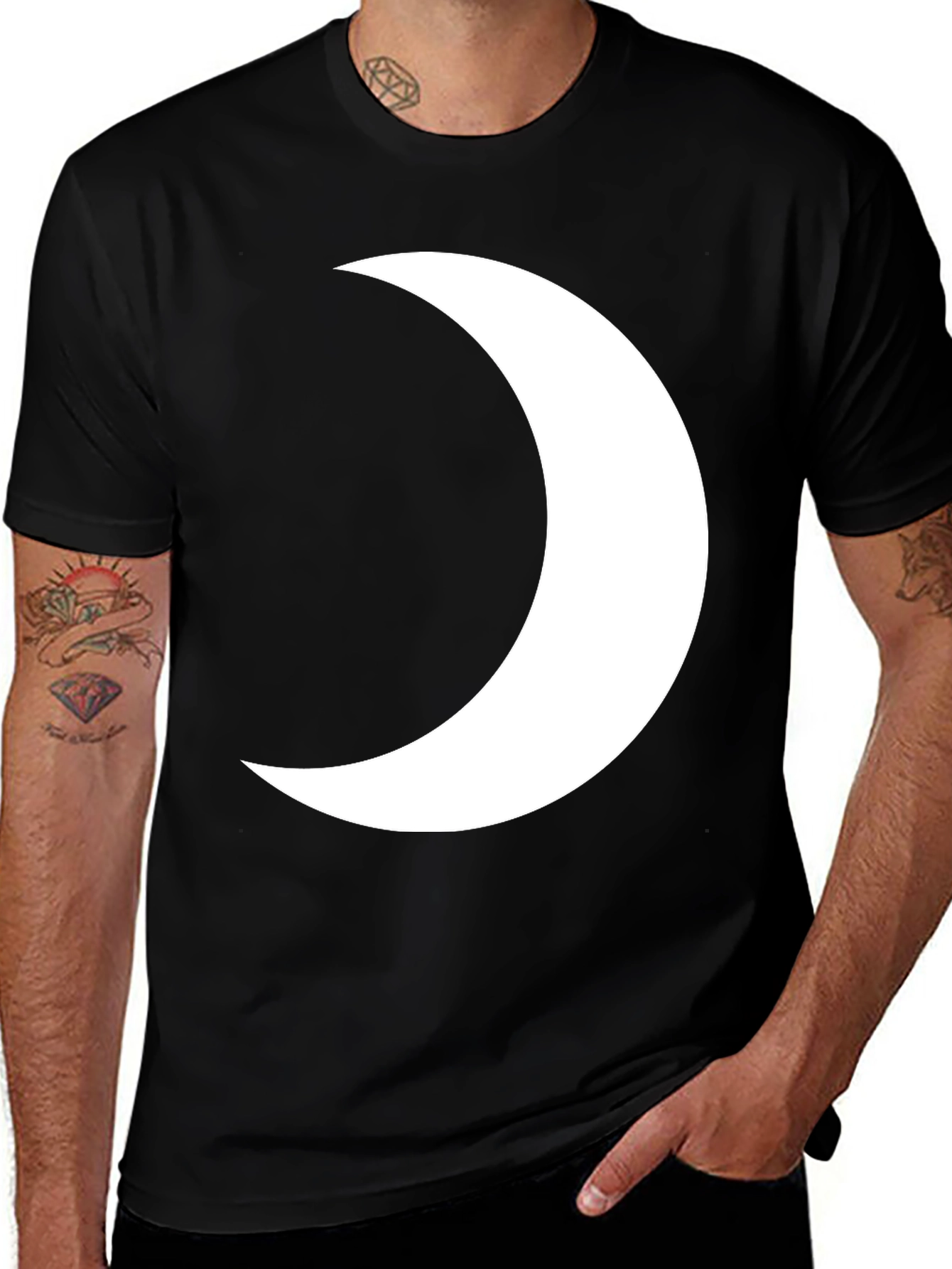 Variant 24 of Crescent Moon Graphic Tee - Black Cotton T-Shirt
