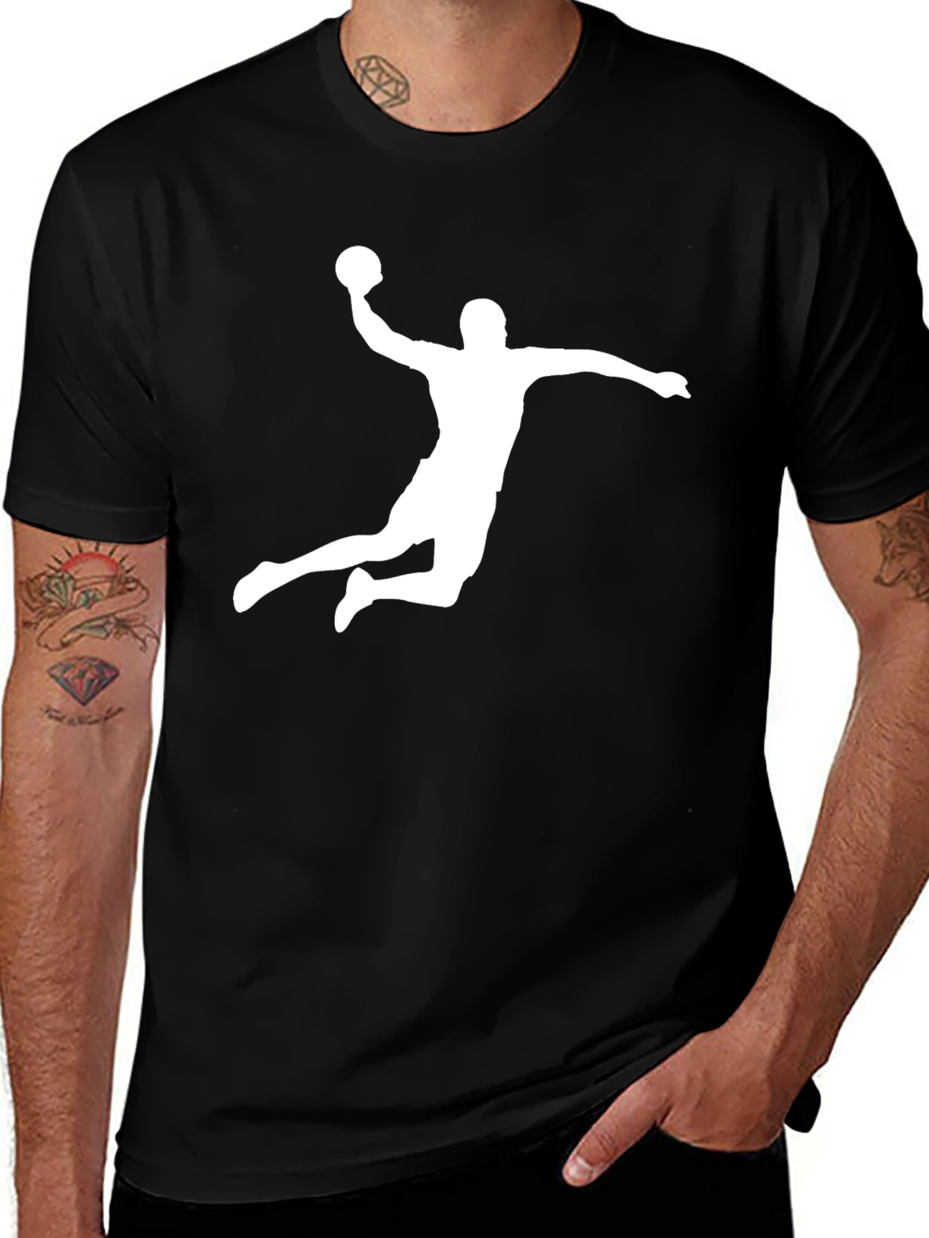 Variant 26 of Handball Player Graphic Tee - Black